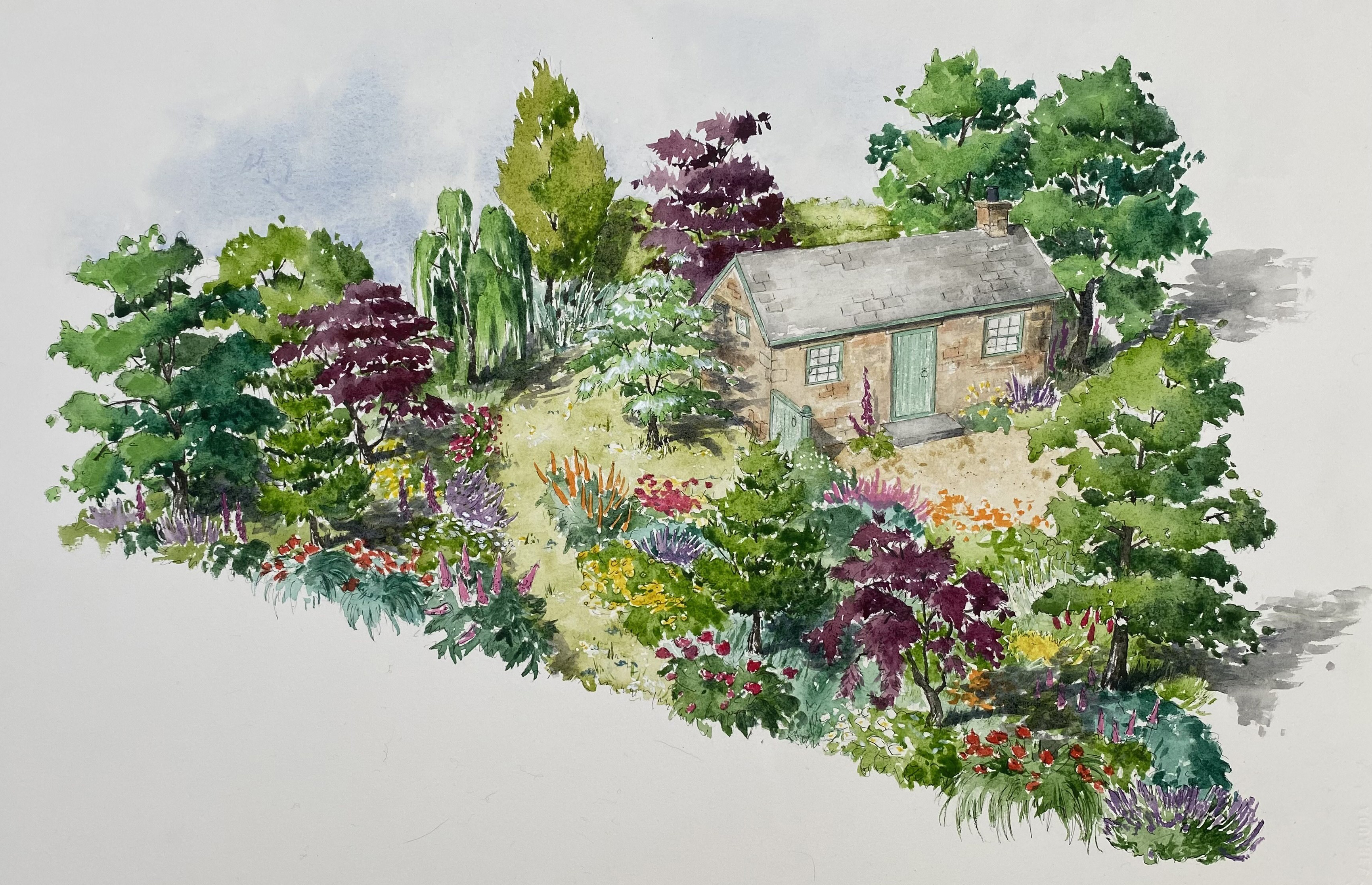 Sketch of A Garden Fit For A King show garden at this year's BBC Gardeners' World Live 