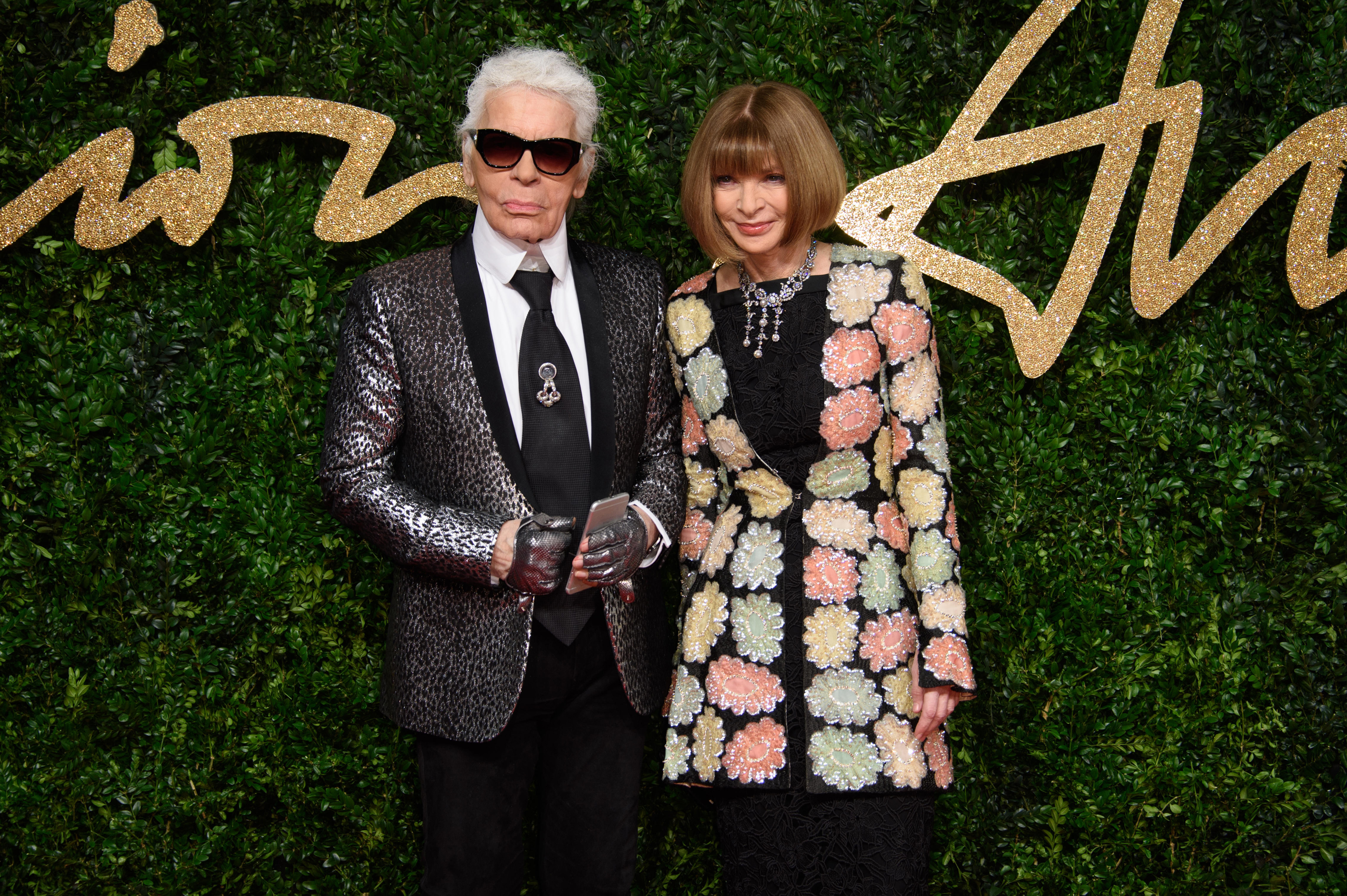 Karl Lagerfeld and Anna Wintour at the British Fashion Awards