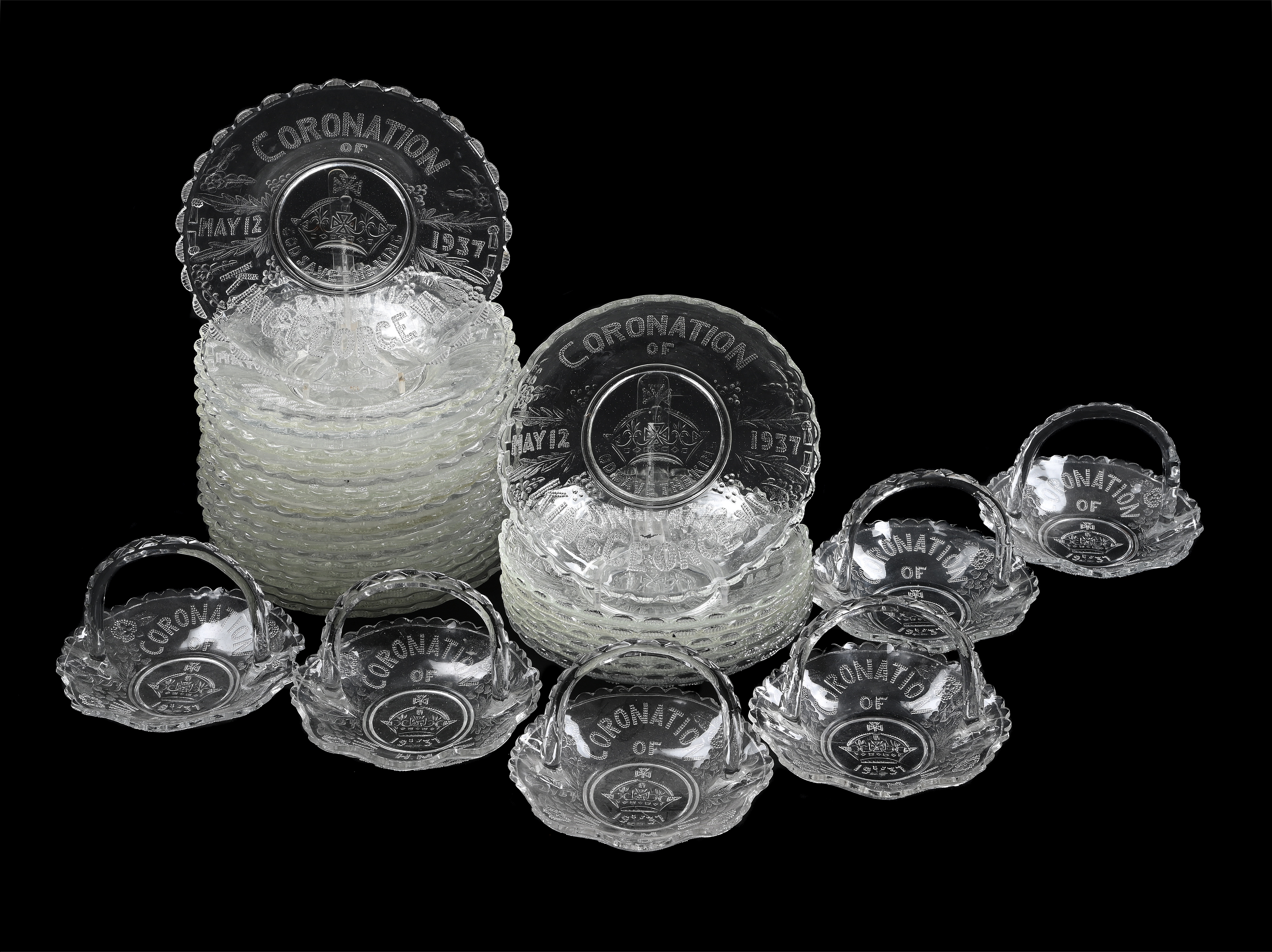 Commemorative glassware for George VI's coronation 