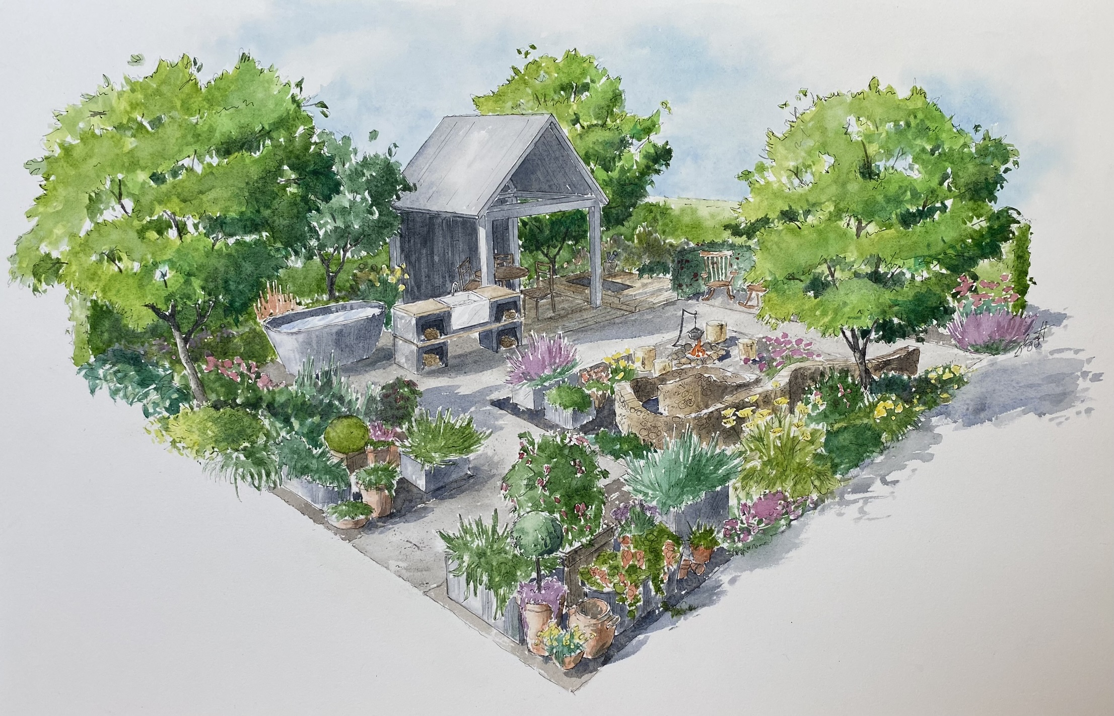 Sketch of the Newson Health Menopause Show Garden(BBC Gardeners' World Live/Alexandra Froggatt/PA)
