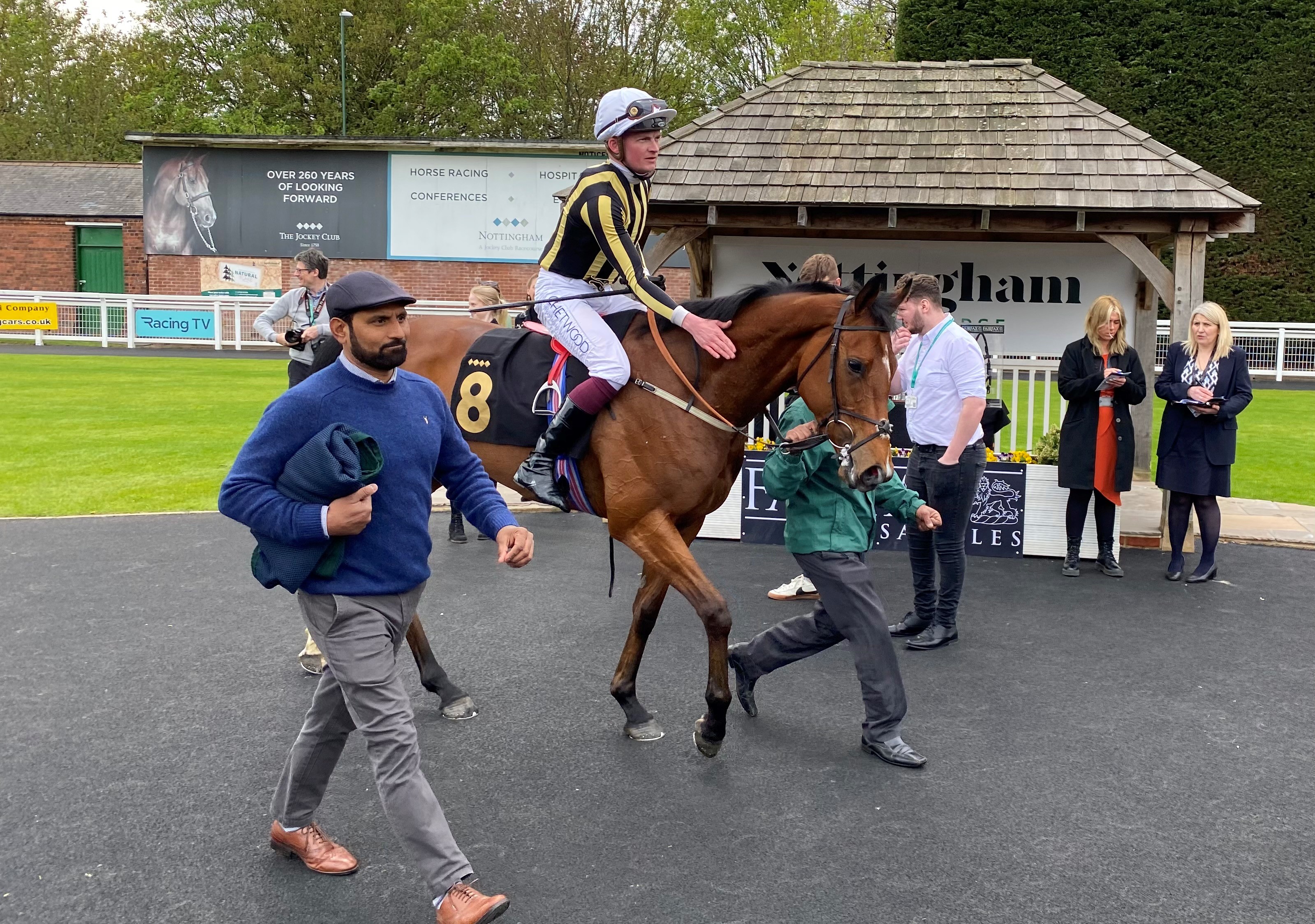 One For Bobby arrives back after winning the Nottinghamshire Oaks 