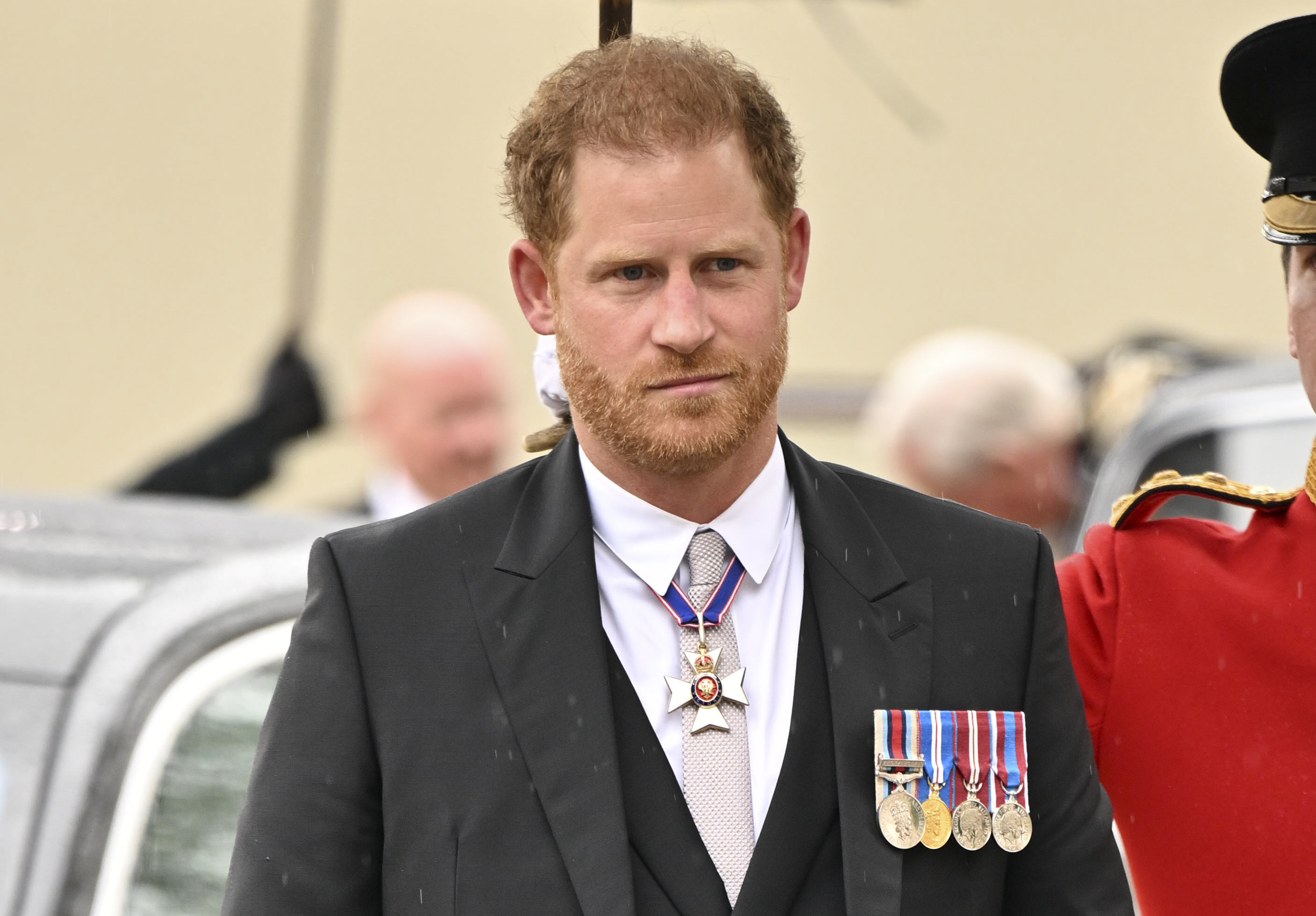 The Duke of Sussex arriving at the coronation