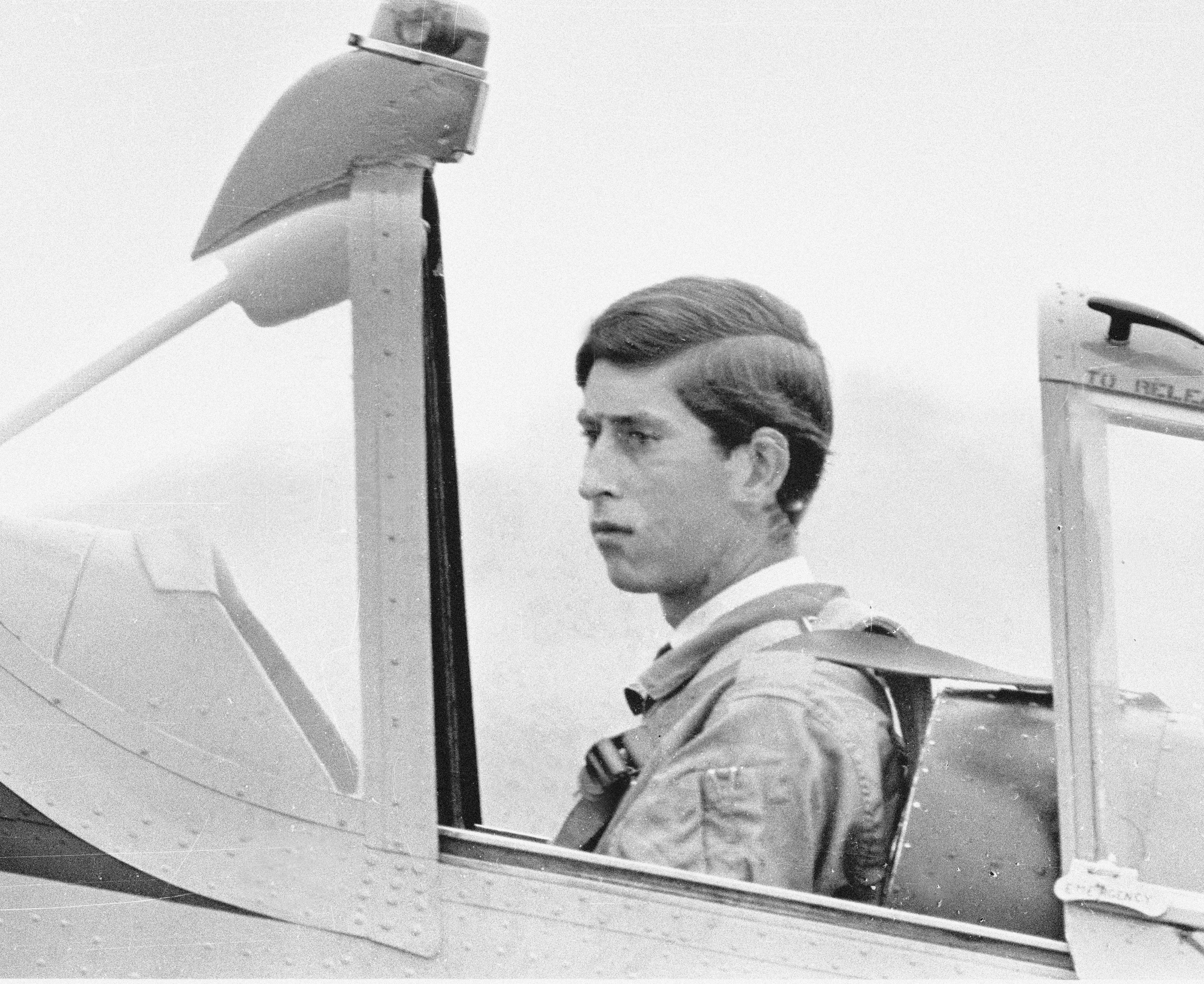 Prince Charles learning to fly at RAF Tangmere in August 1968 in a de Havilland Chipmunk a single engined two seater trainer in 1969