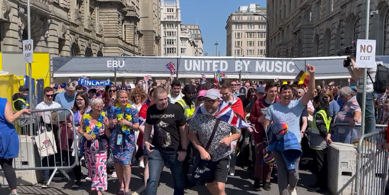 The gates of the Eurovision Village at Pier Head in Liverpool are opened