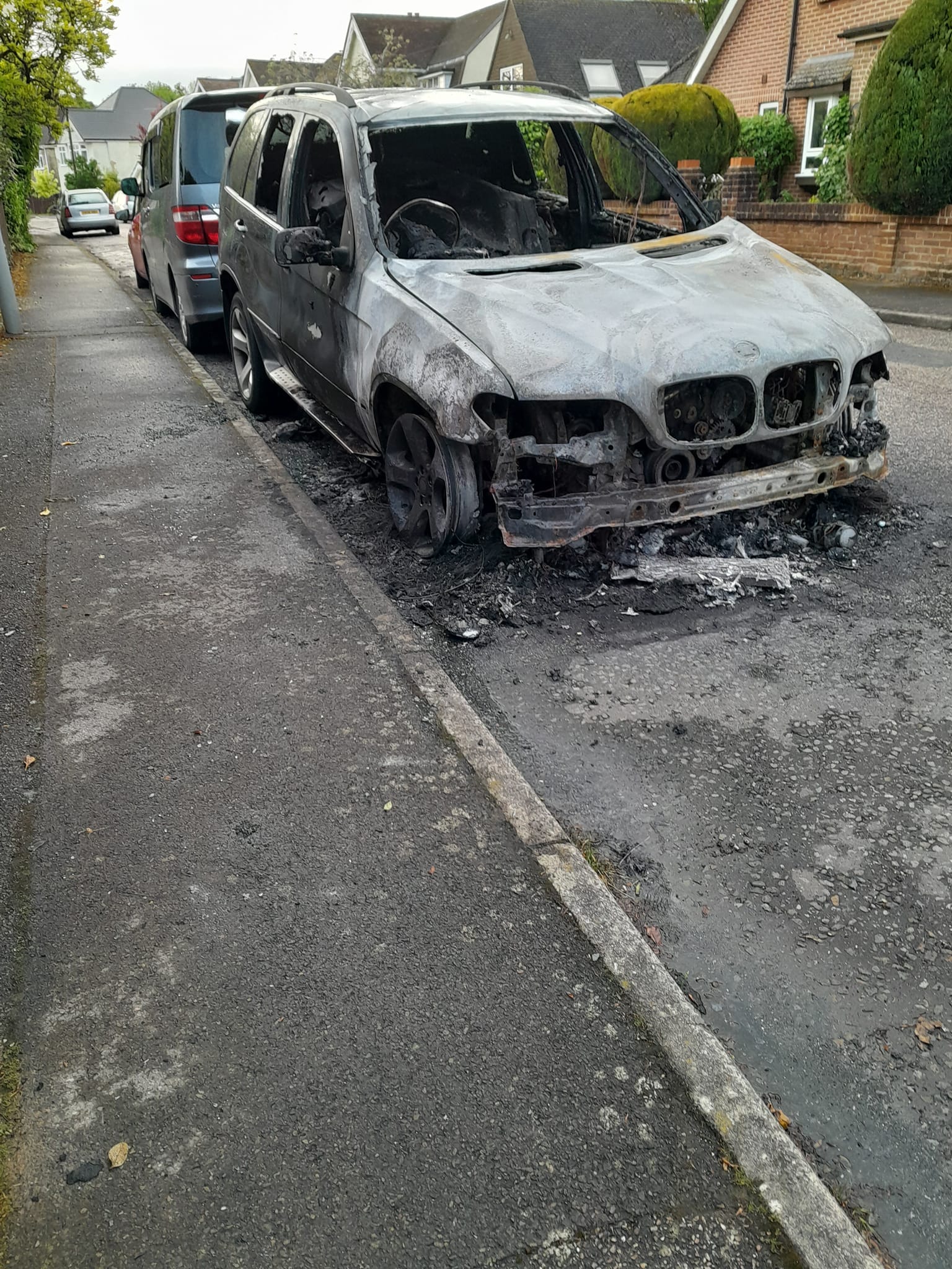 Photo of a car that was set ablaze during the early hours of Monday morning in Wimborne, Dorset