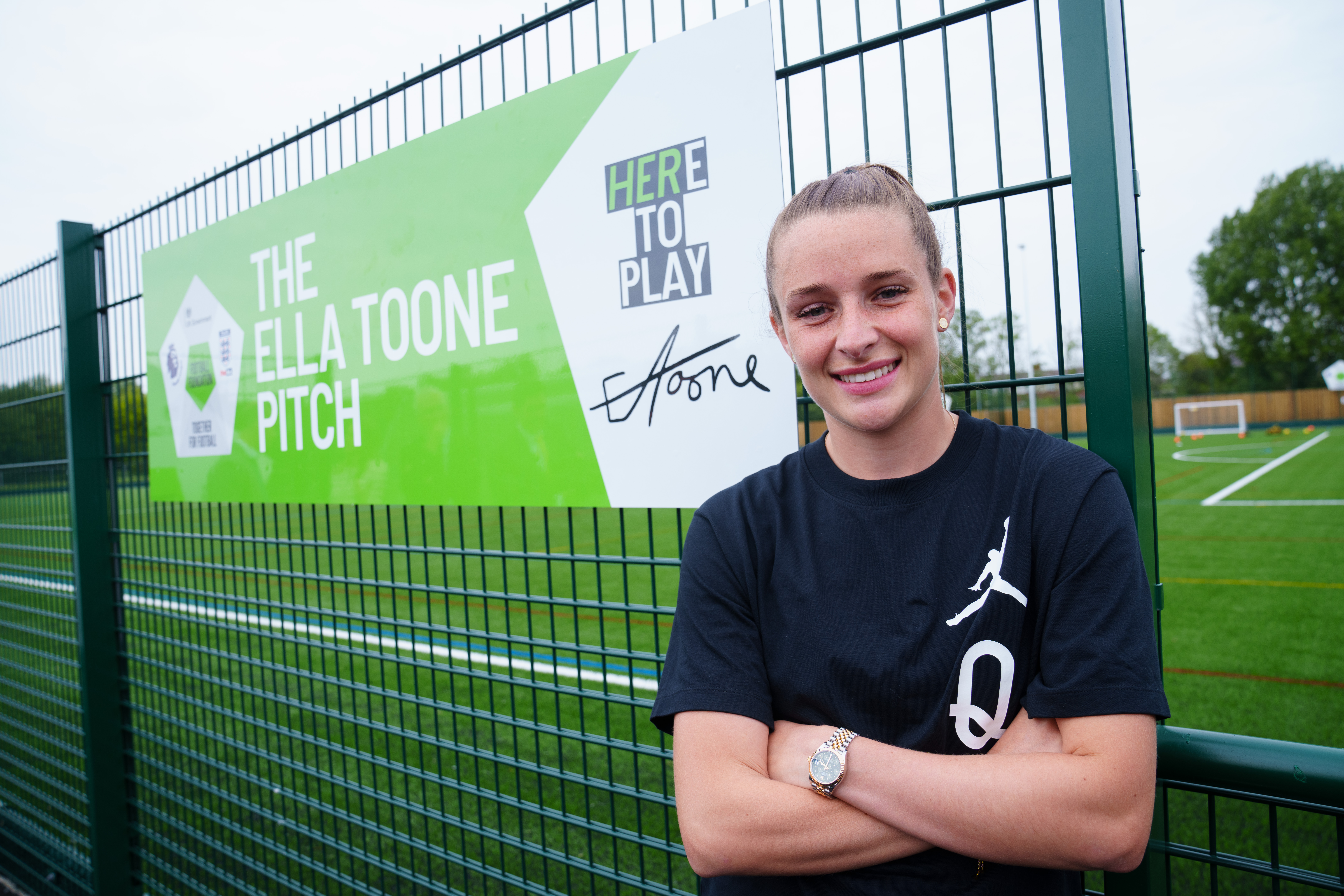 Toone at the unveiling on a pitch named after her in Wigan (the Football Foundation)