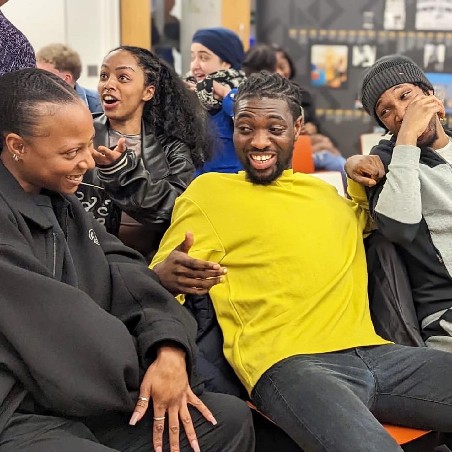 Image of the audience at the Poets Corner a bi-weekly open mic event, run by the charity Poetic Unity, where young people can perform and practice their poetry skills