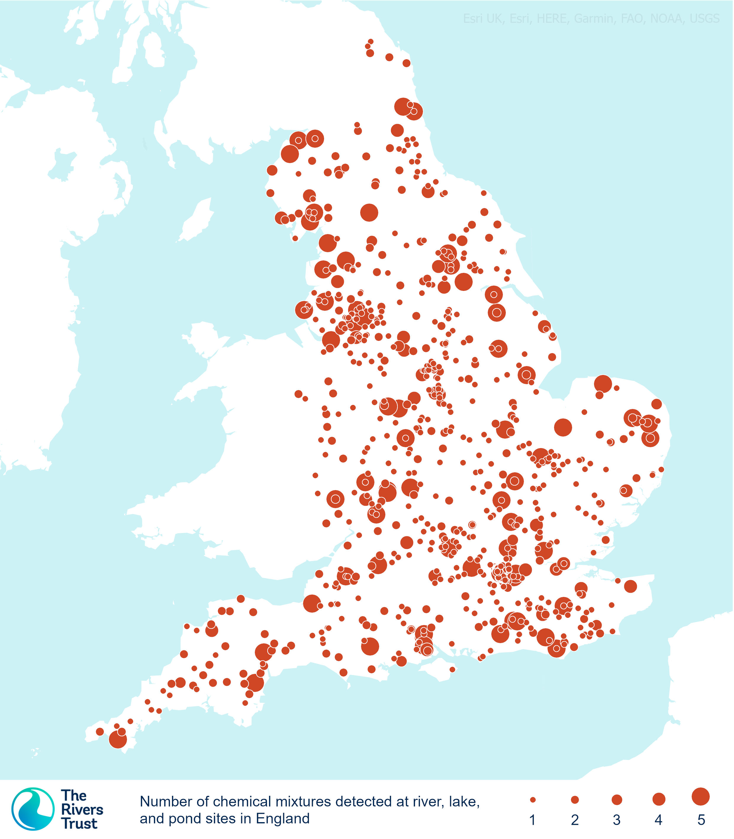 Chemical mixtures map - rivers lakes ponds