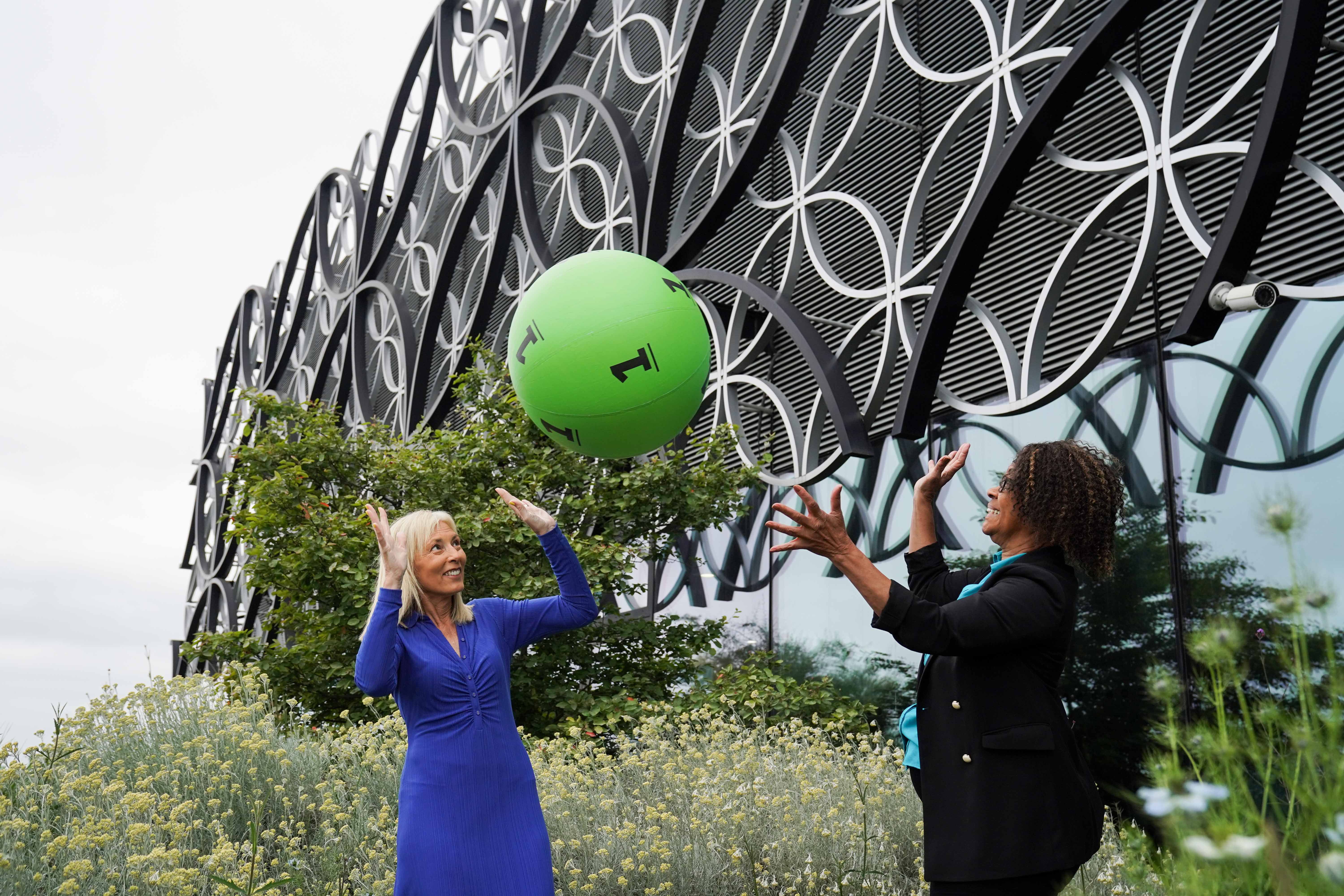 Birmingham-based lottery winner Celeste Coles (right) with The National Lottery's Kathy Garrett (Jacob King/PA)