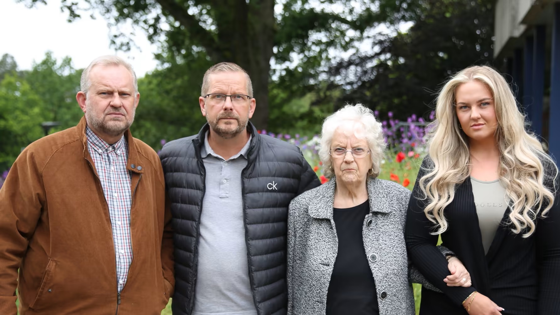 Alfred's grandsons Russell and Jason Lowbridge, Alfred's daughter Julie Swinscoe and Alfred's great grand-daughter Saffron Lowbridge (Nottinghamshire Police/PA)