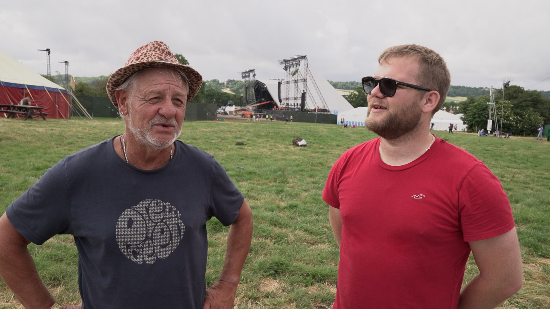 Nigel Bryant (left) and Mike Bash set off at 11.30pm on Tuesday so they could pitch their tent next to the Pyramid Stage