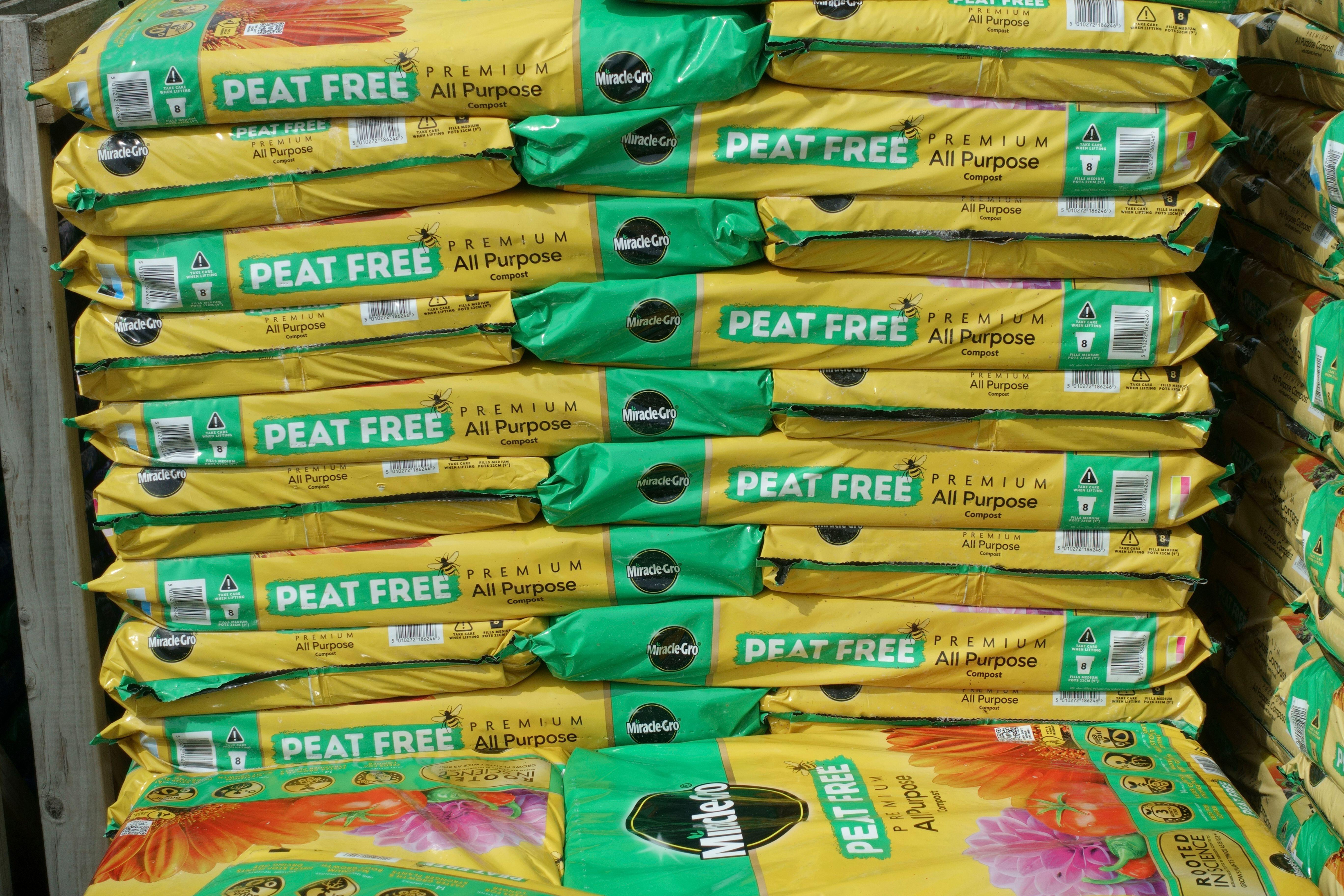 Bags of peat-free compost