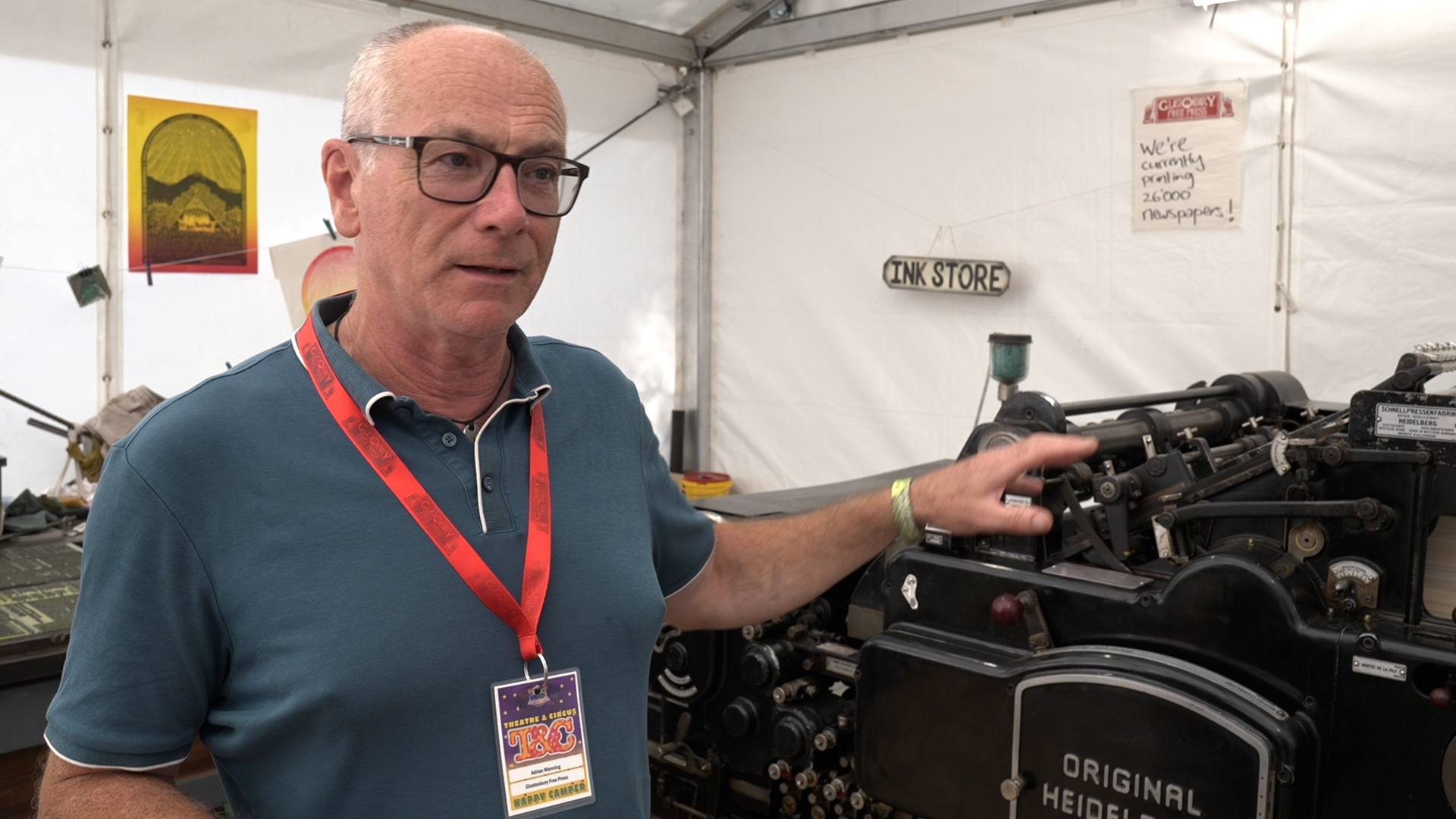 Adrian Manning, who leads the printing team of the Glastonbury Free Press
