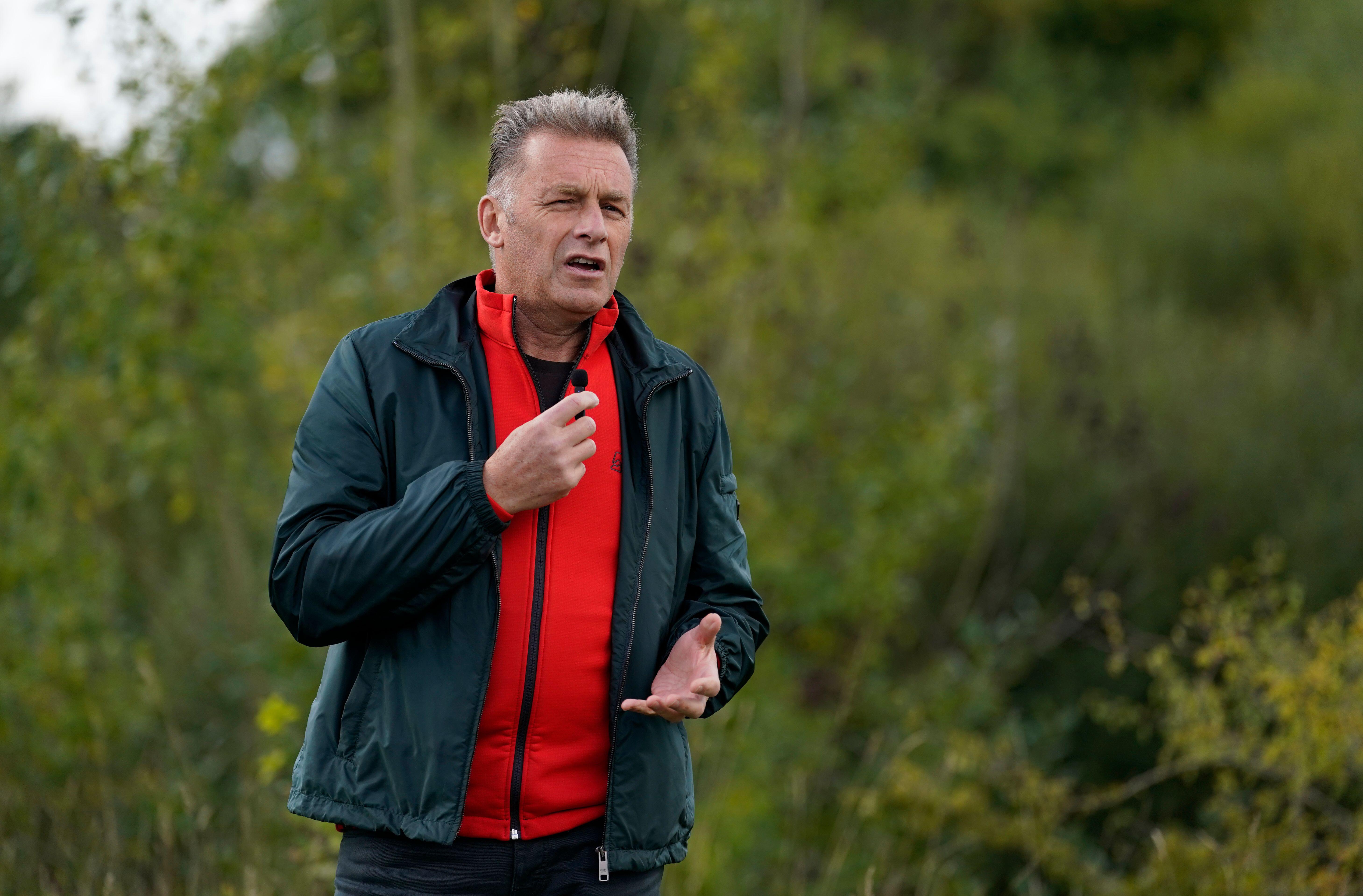 Chris Packham gives a speech to wildlife supporters