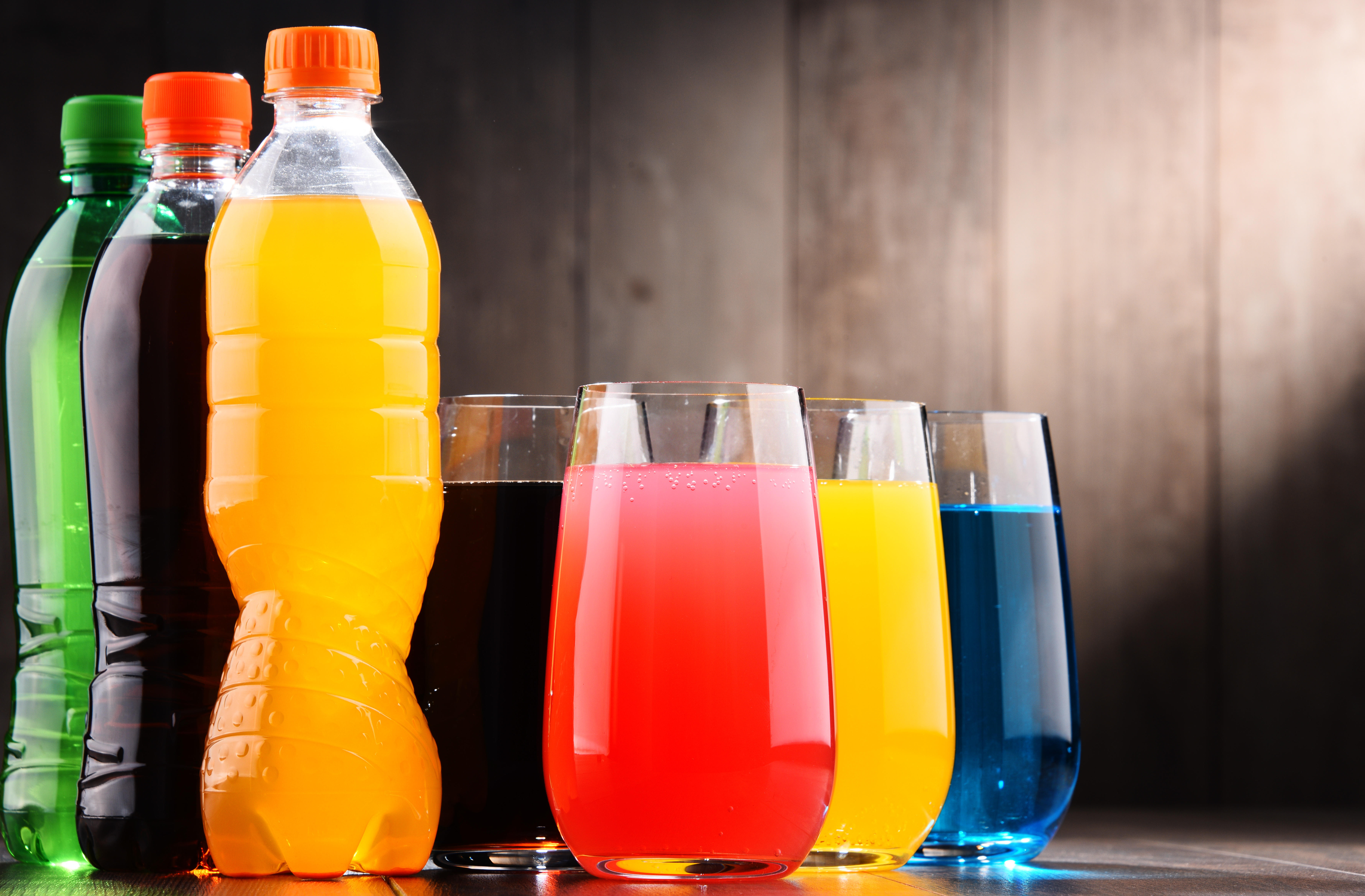 fizzy drinks on a table