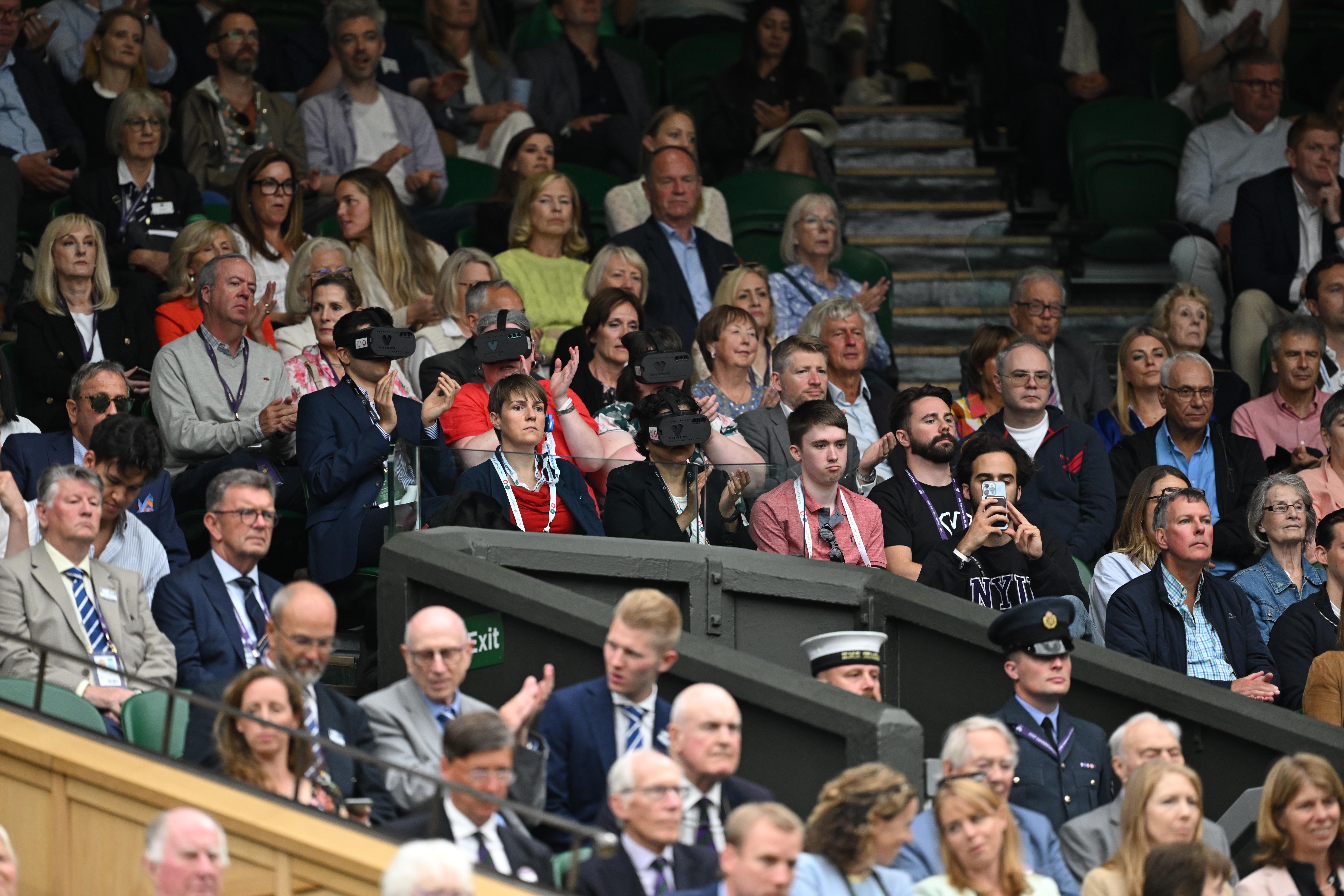 The GiveVision trialists in the stands at Wimbledon