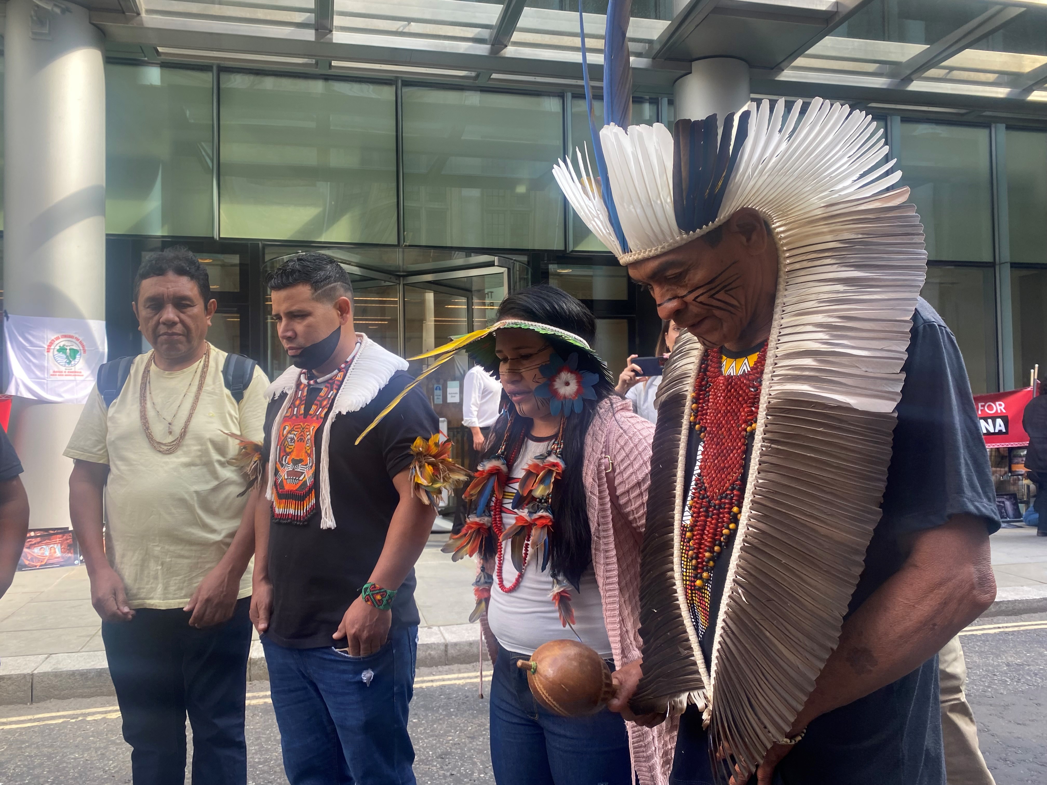 Indigenous communities protest outside the Technology and Construction Court in London