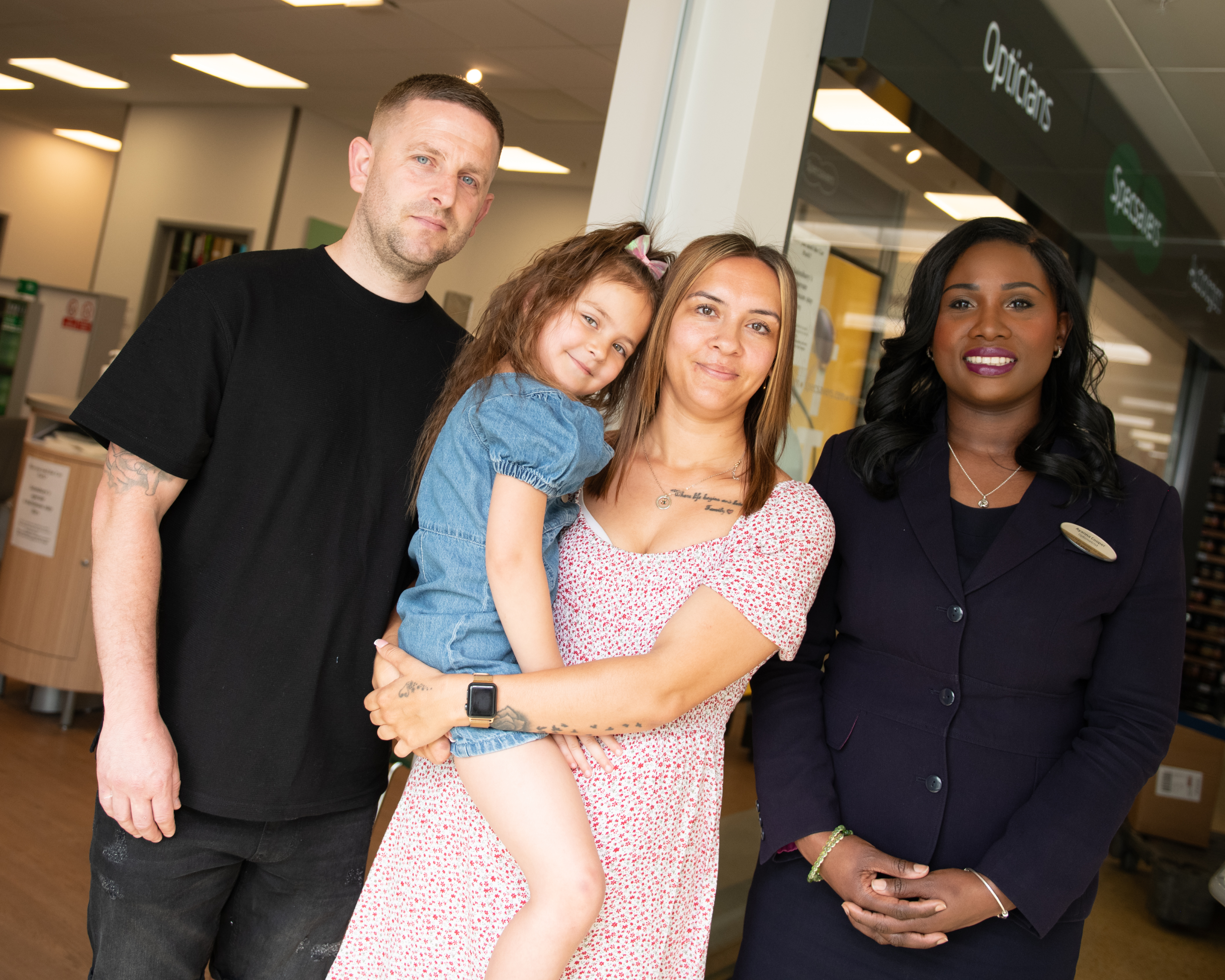 Sofia's parents thank Specsavers Warren Heath for discovering the tumour (Sarah Lucy Brown/PA Real Life)