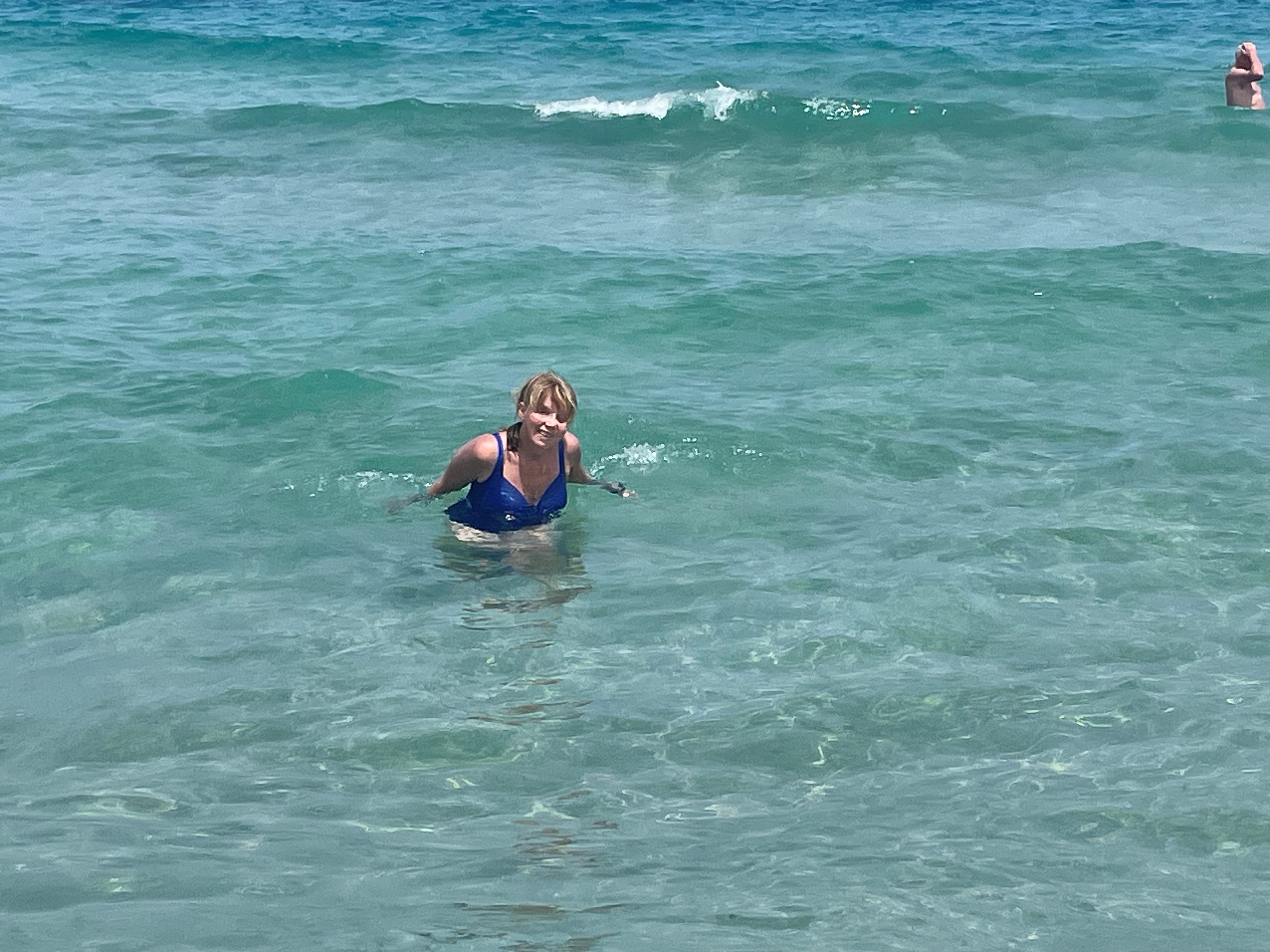 Lisa Salmon in the sea in Corsica (Lisa Salmon/PA)
