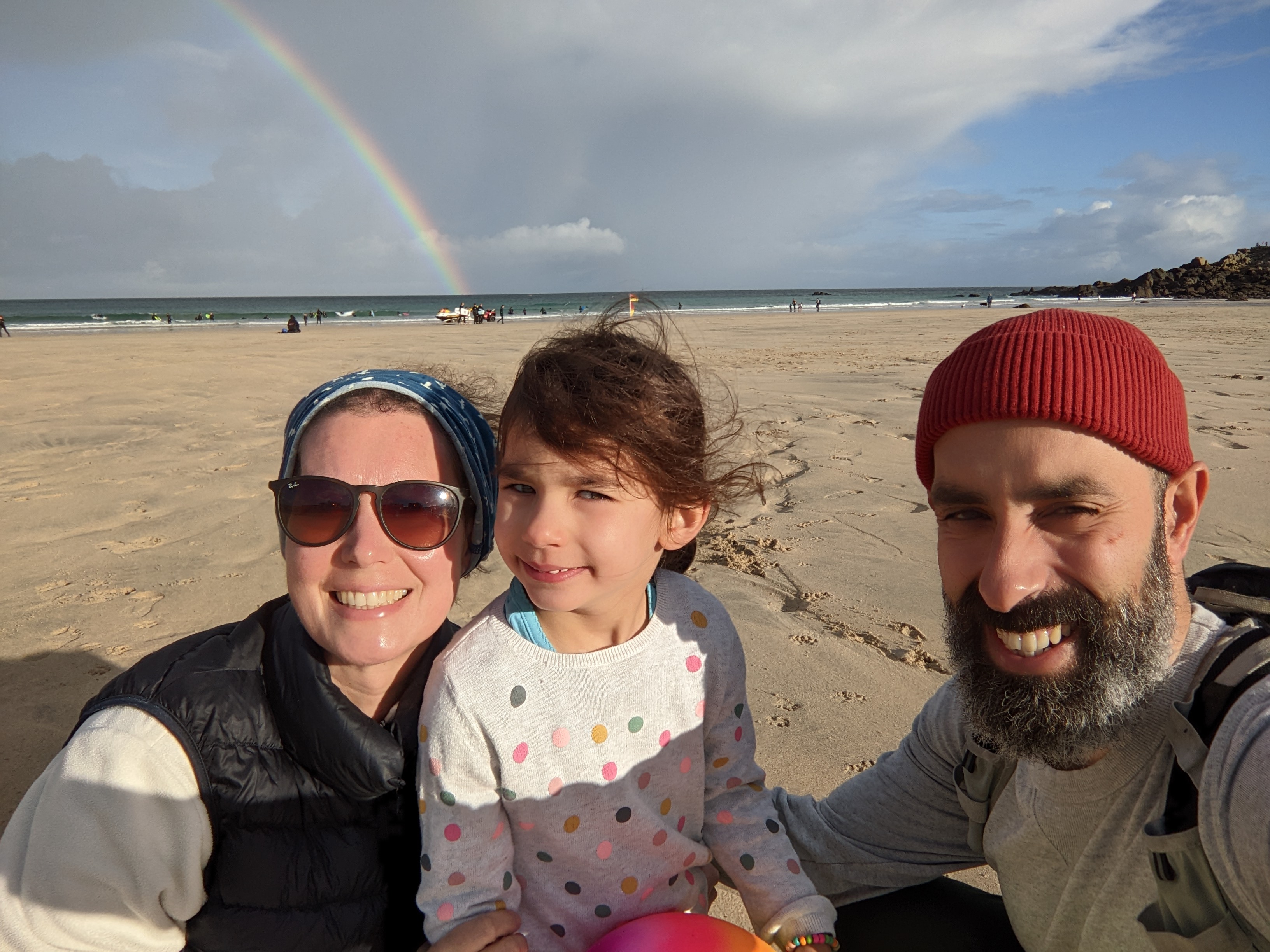 Clare Mariconda pictured alongside her four-year-old daughter and her husband
