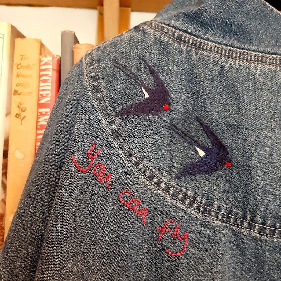 Embroidered swallows