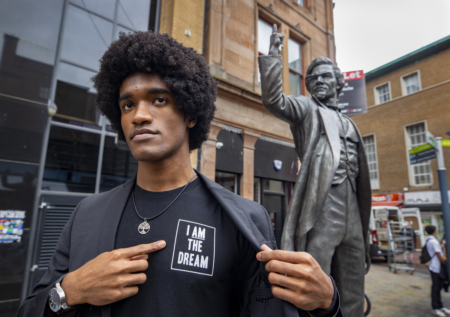 Akil Cole, a US student visiting Belfast as part of his work with the Frederick Douglass Global Fellowship programme