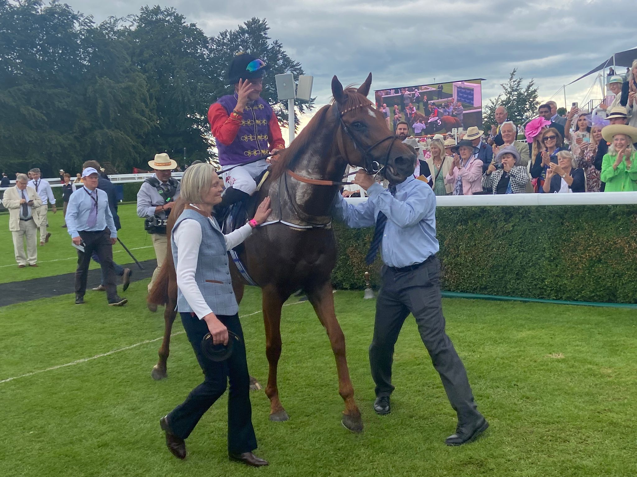 Desert Hero returns to the Goodwood winner's enclosure 