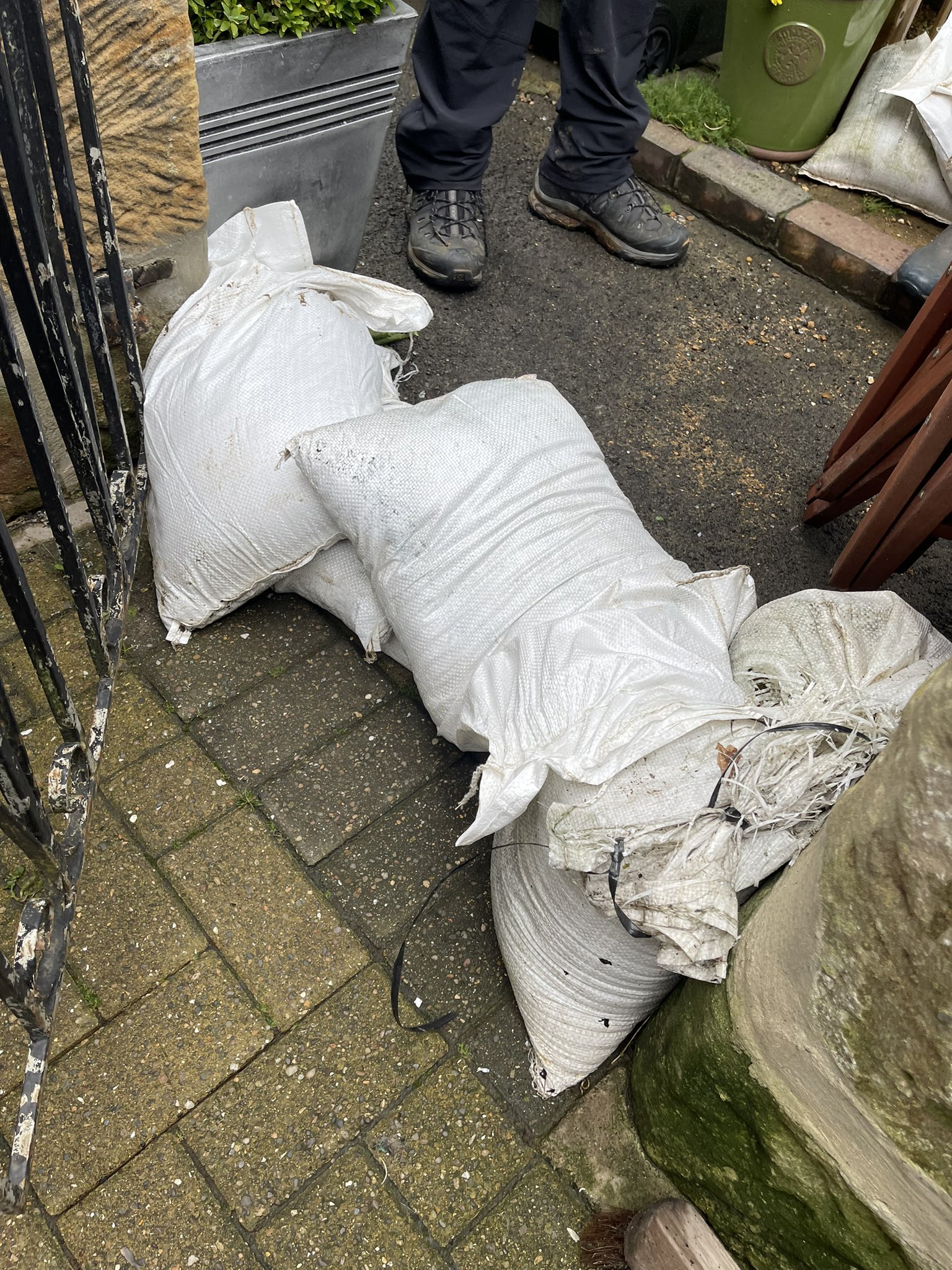 A pile of sandbags 