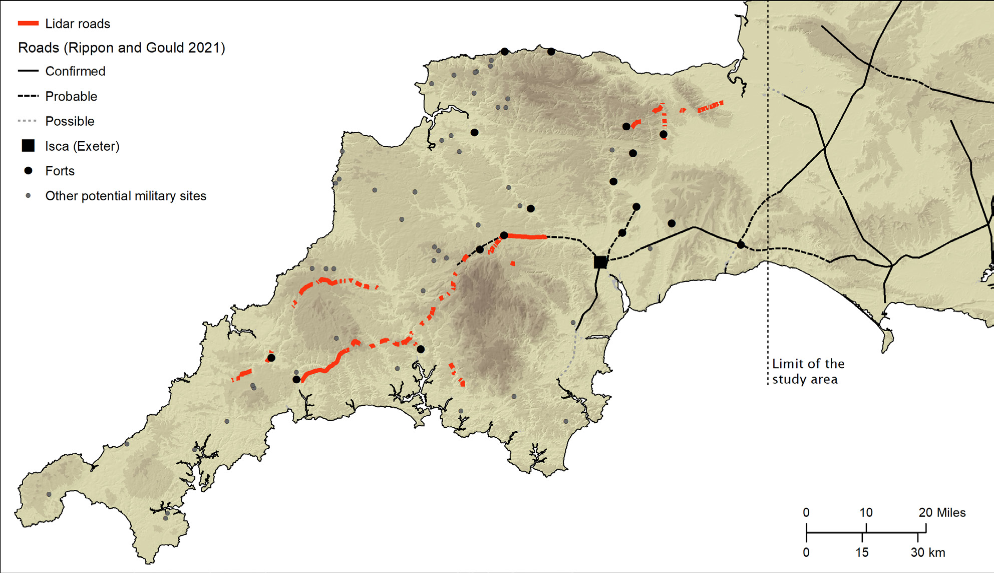 Map showing Roman roads