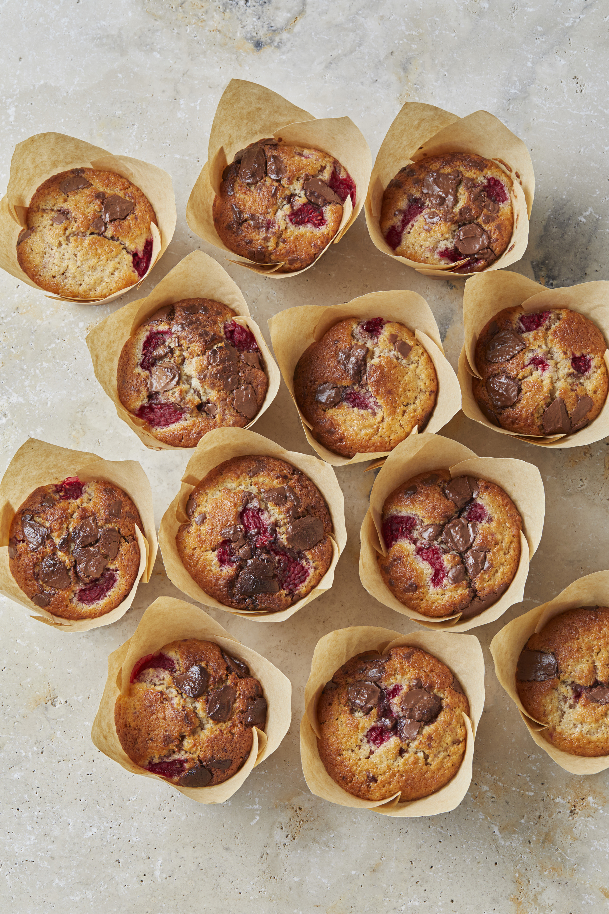 Coconut, raspberry and chocolate muffins