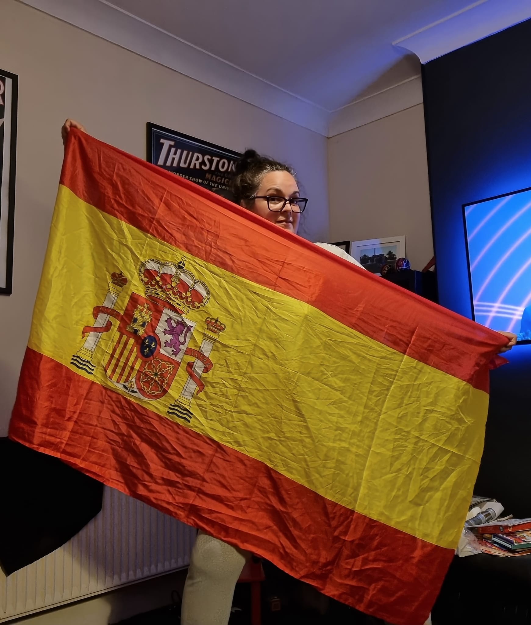 Adrian Solomon's wife Azahara Berlango supporting Spain in an international matchup