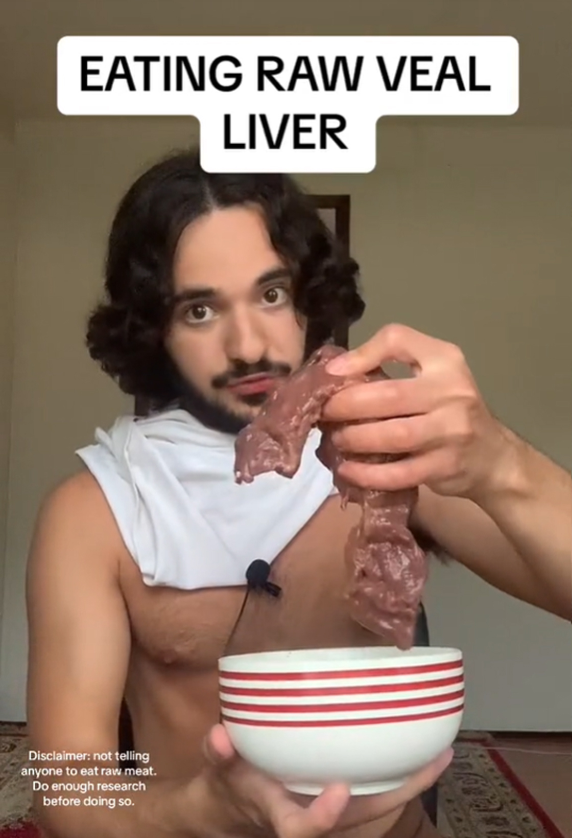 Jones eating raw veal liver