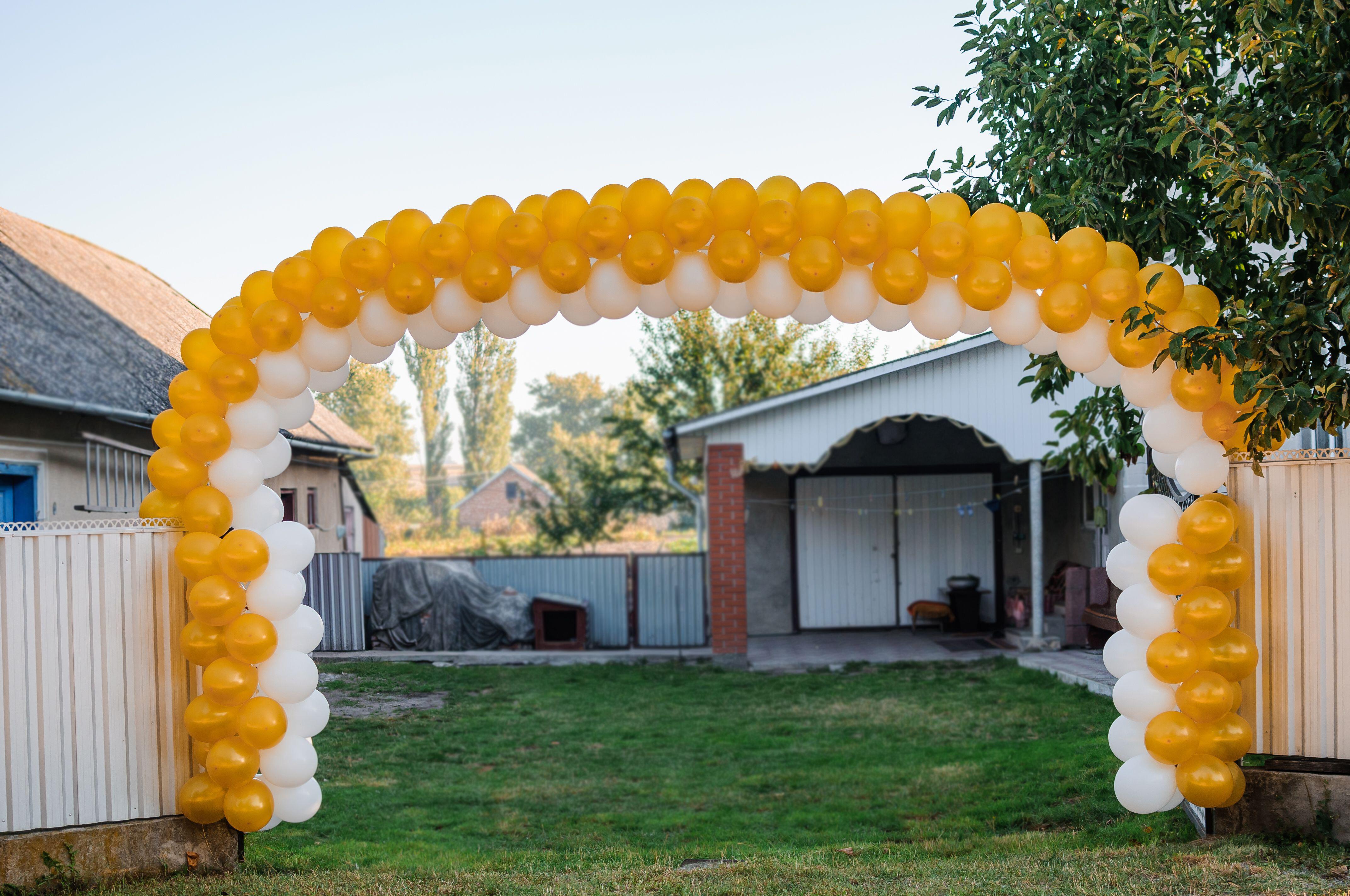 A balloon arch at a children's party