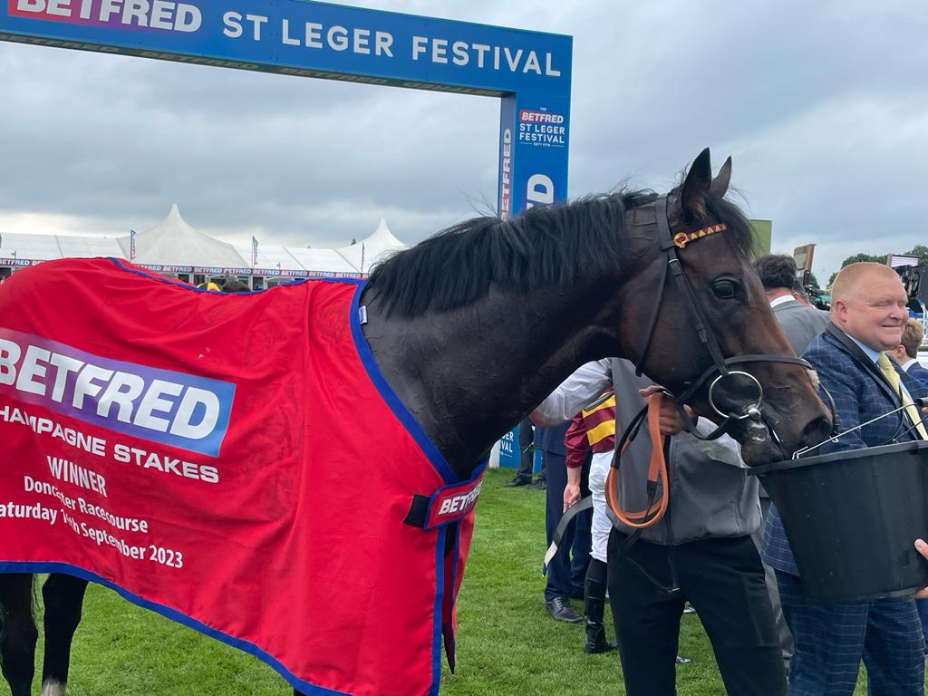 Iberian poses after the Champagne Stakes