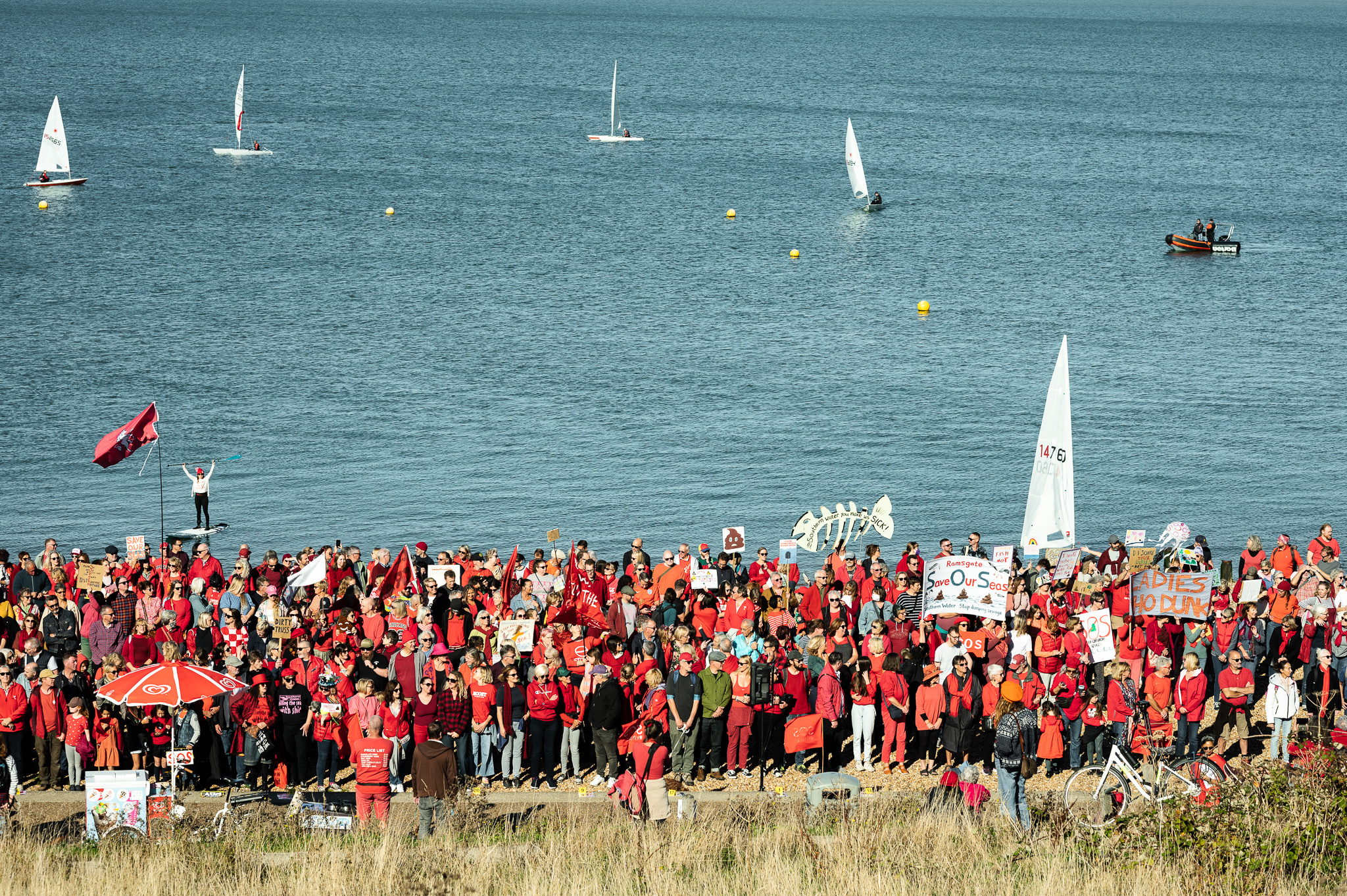 Protesters against sewage pollution at a previous SOS Whitstable protest in 2022.