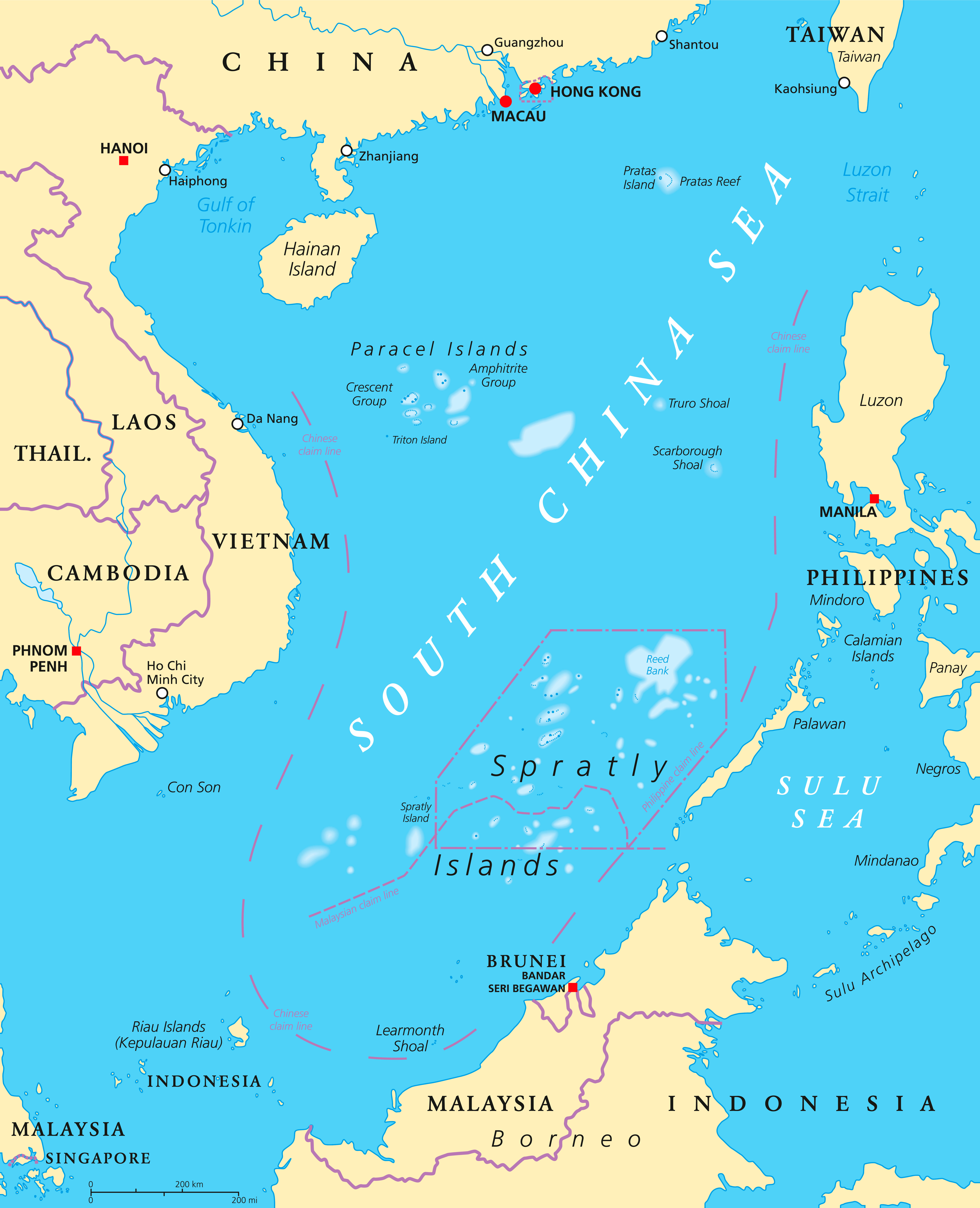 A map of the South China Sea islands