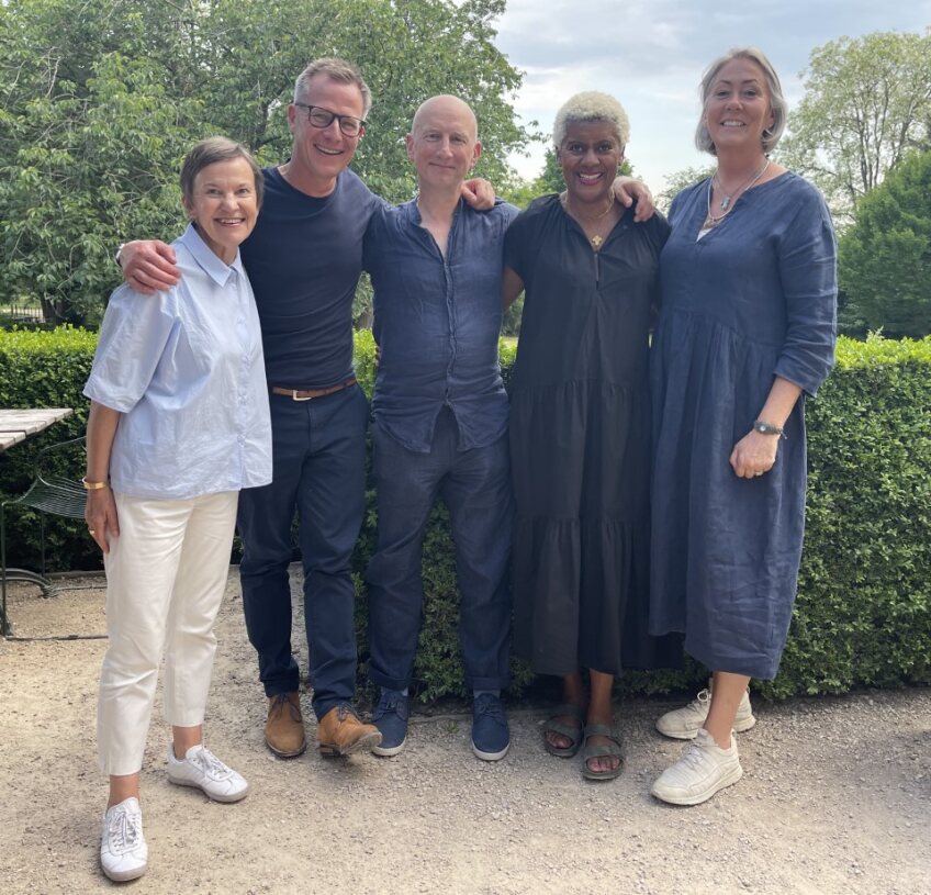 The design team will be making the parterre more resilient to climate change, L-R Andree Davies, Adam White, Nigel Dunnett, Arit Anderson and Marian Boswall. (Sustainable Landscape Foundation/ PA)
