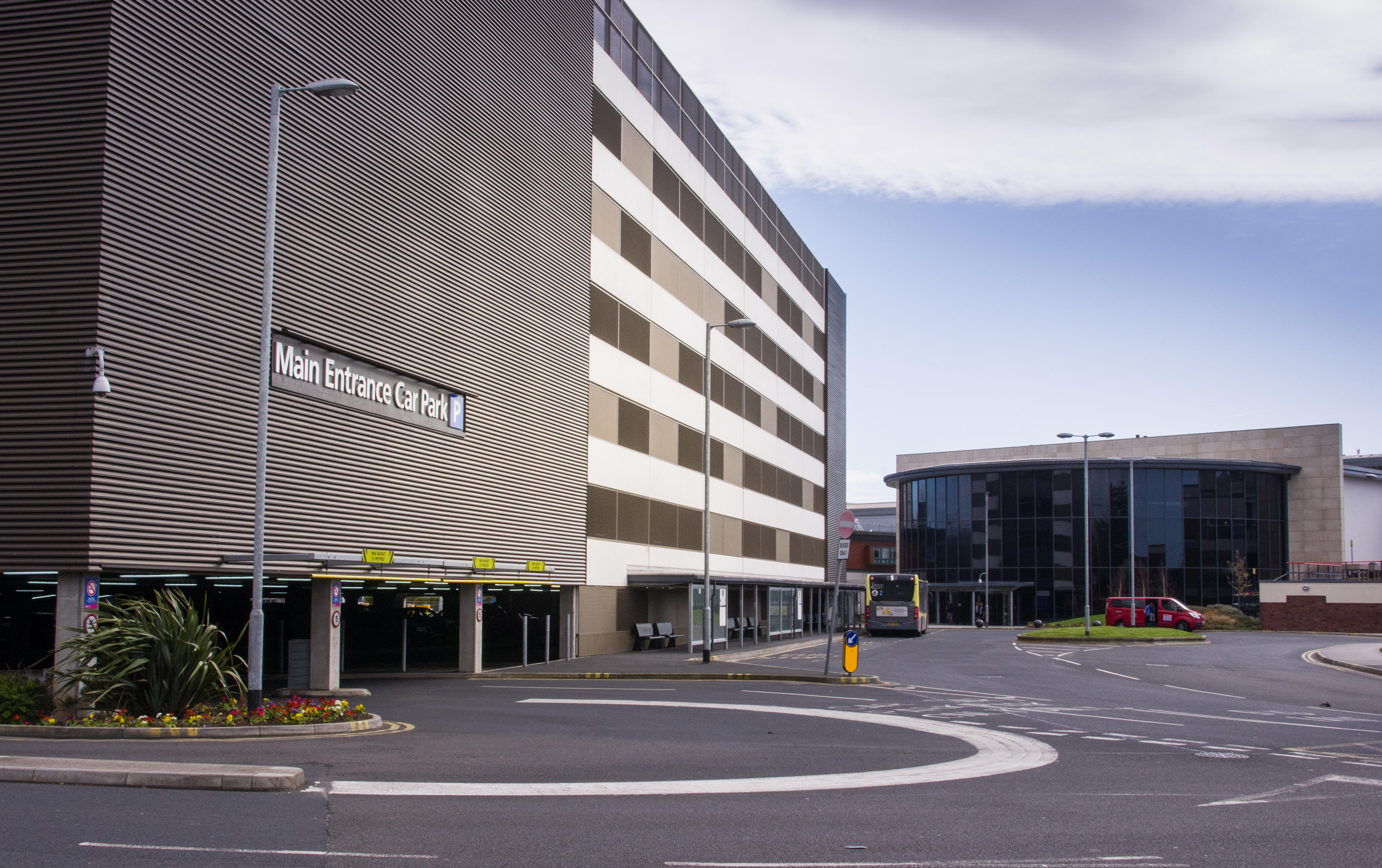 Blackpool Victoria Hospital multi-storey carpark and hospital entrance