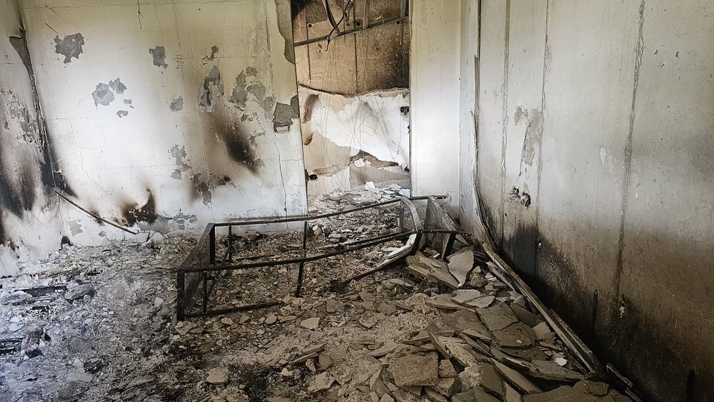 Burnt interior of home
