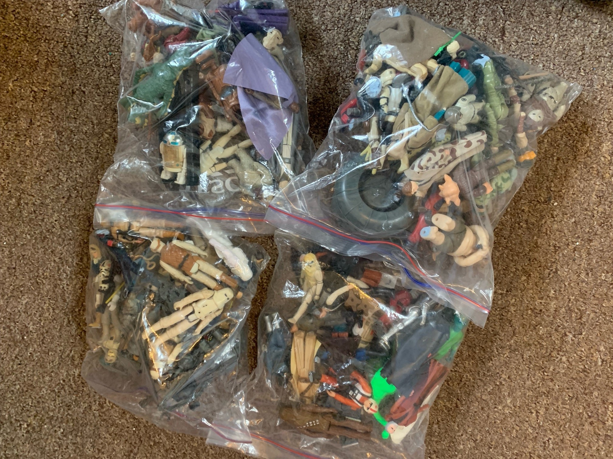 Nick Gibbs-McNeil's vintage Star Wars figures in plastic bags