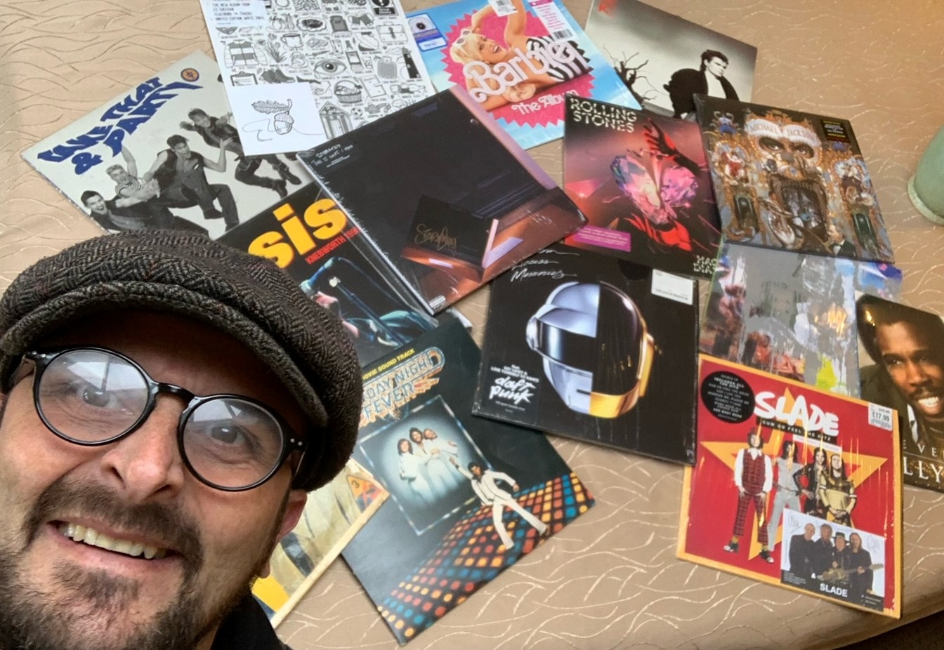 Nick Gibbs-McNeil with some of his vinyl records