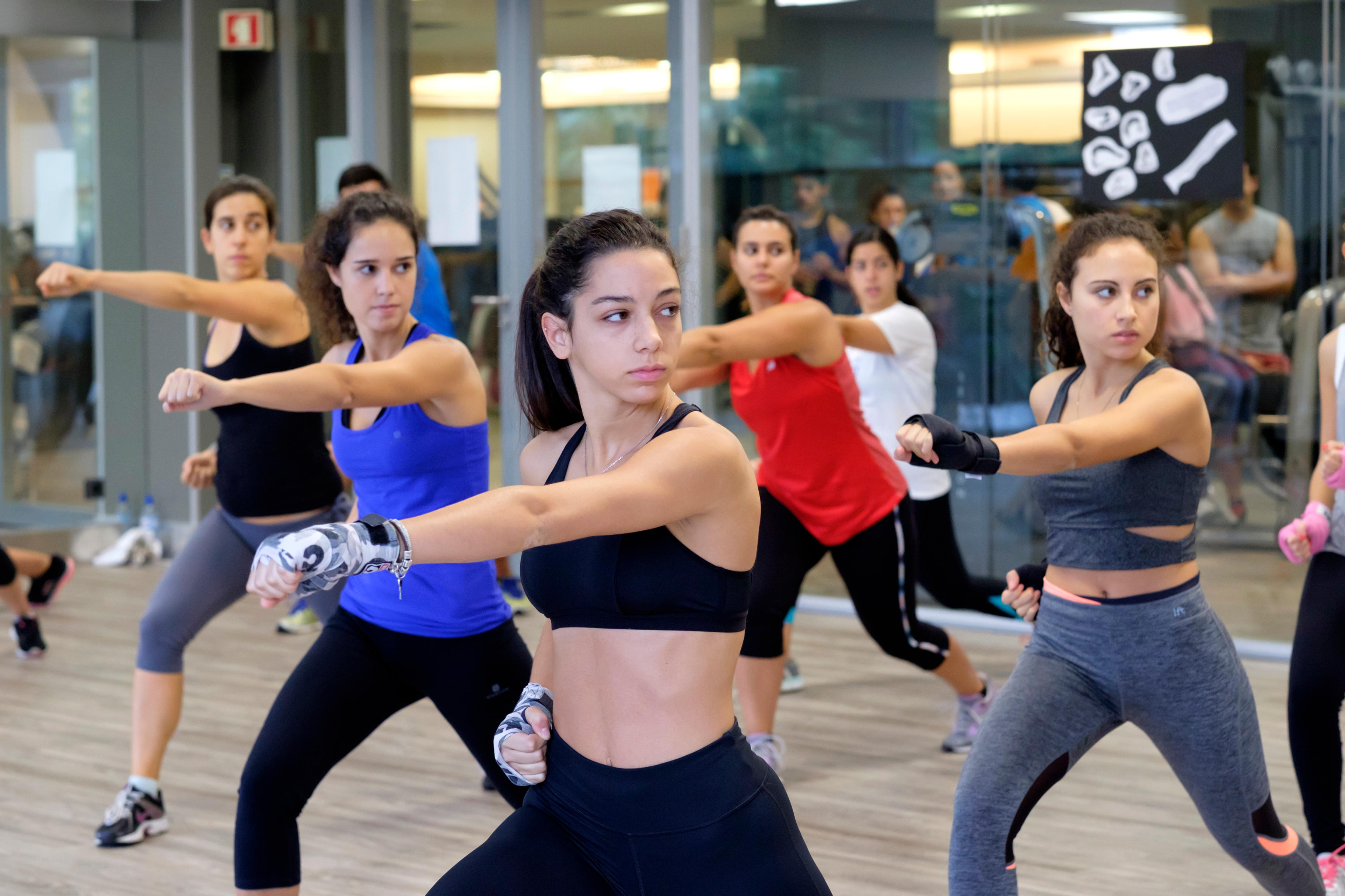 Young women exercising