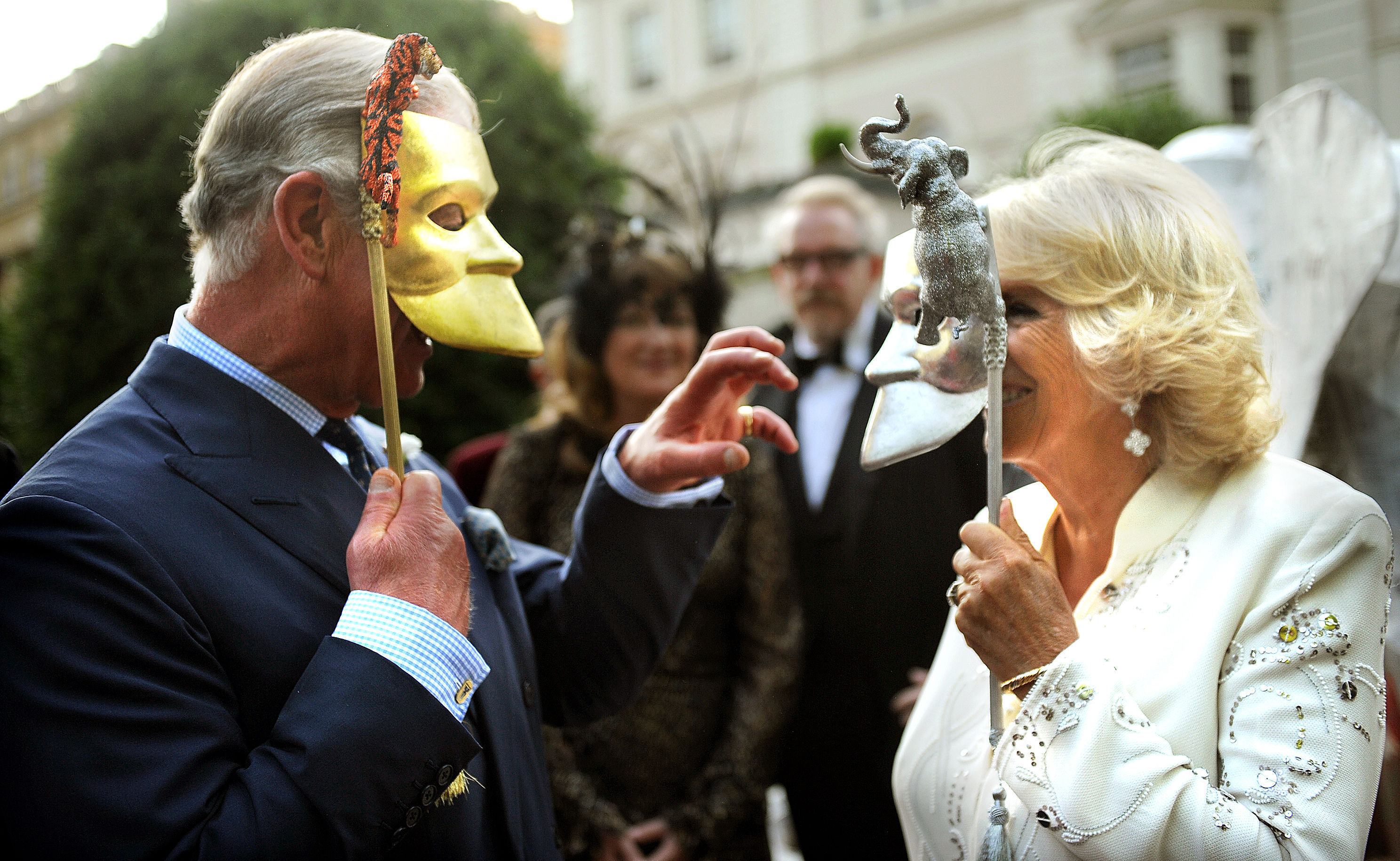 The then-Prince of Wales and Duchess of Cornwall hosting a reception for the Elephant Family charity in 2013 