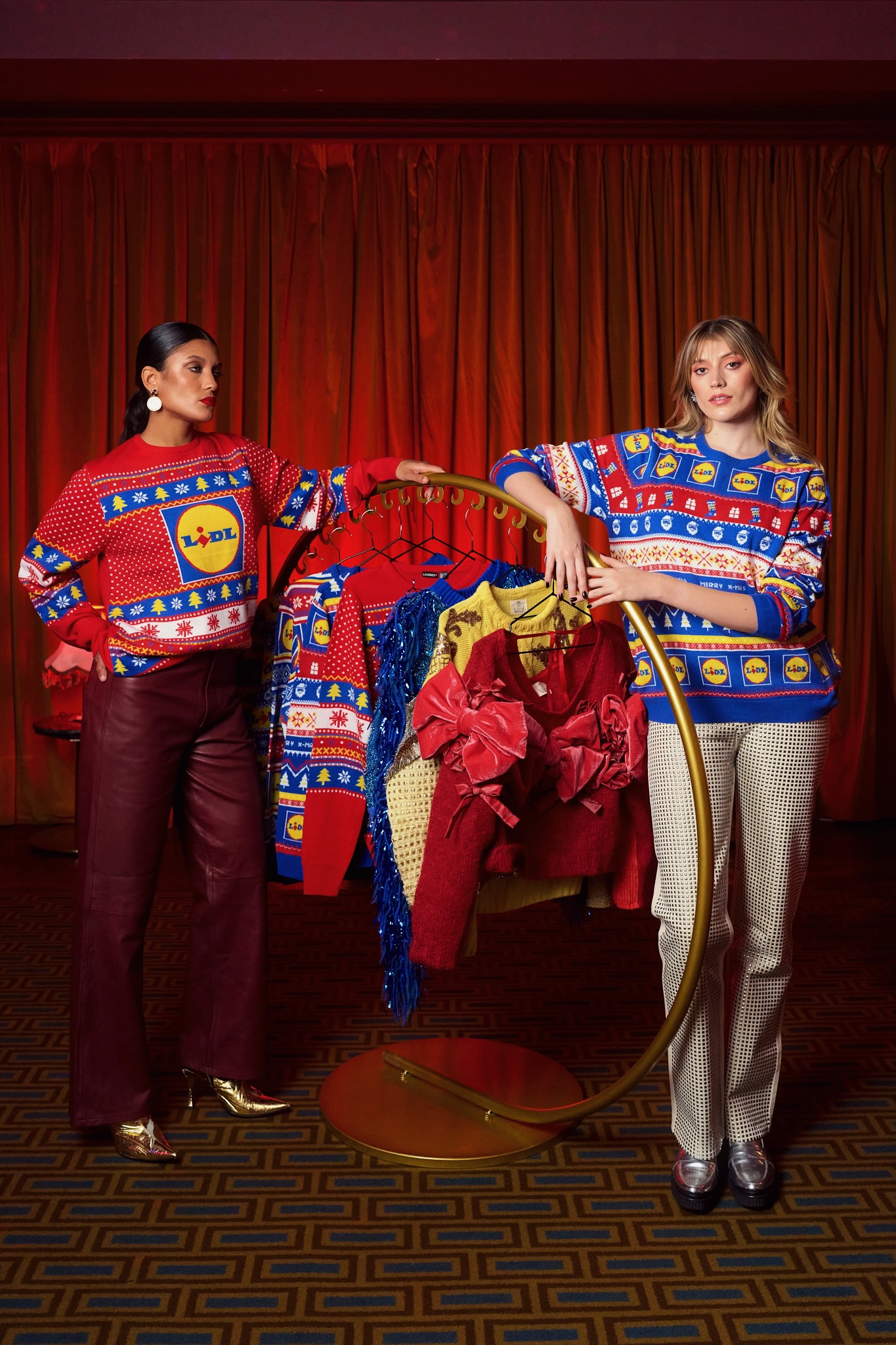 Lidl's full Christmas jumper collection, available for rent for the first time this year. (Lidl/PA)