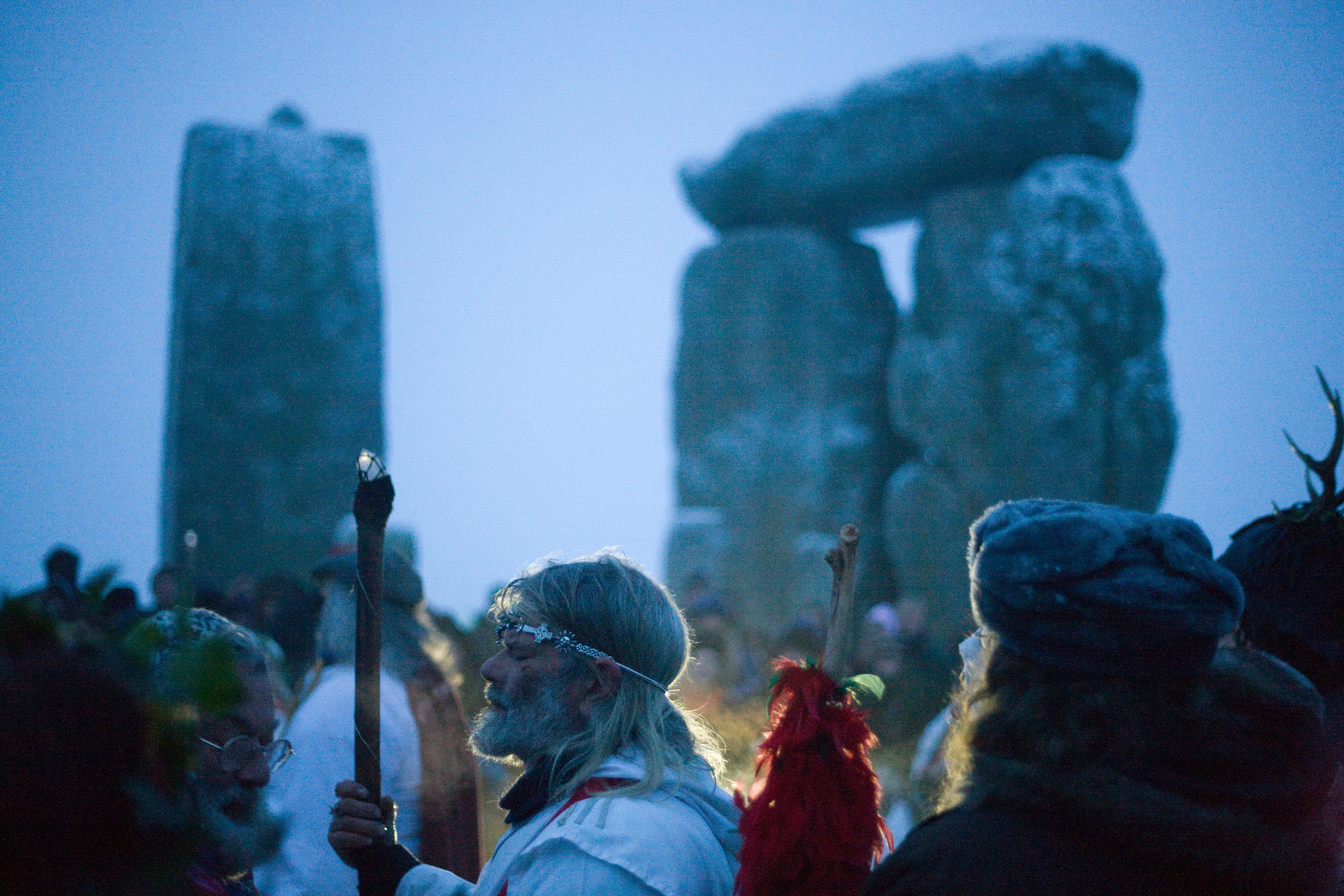 Druid ceremony during the winter solstice at Stonehenge