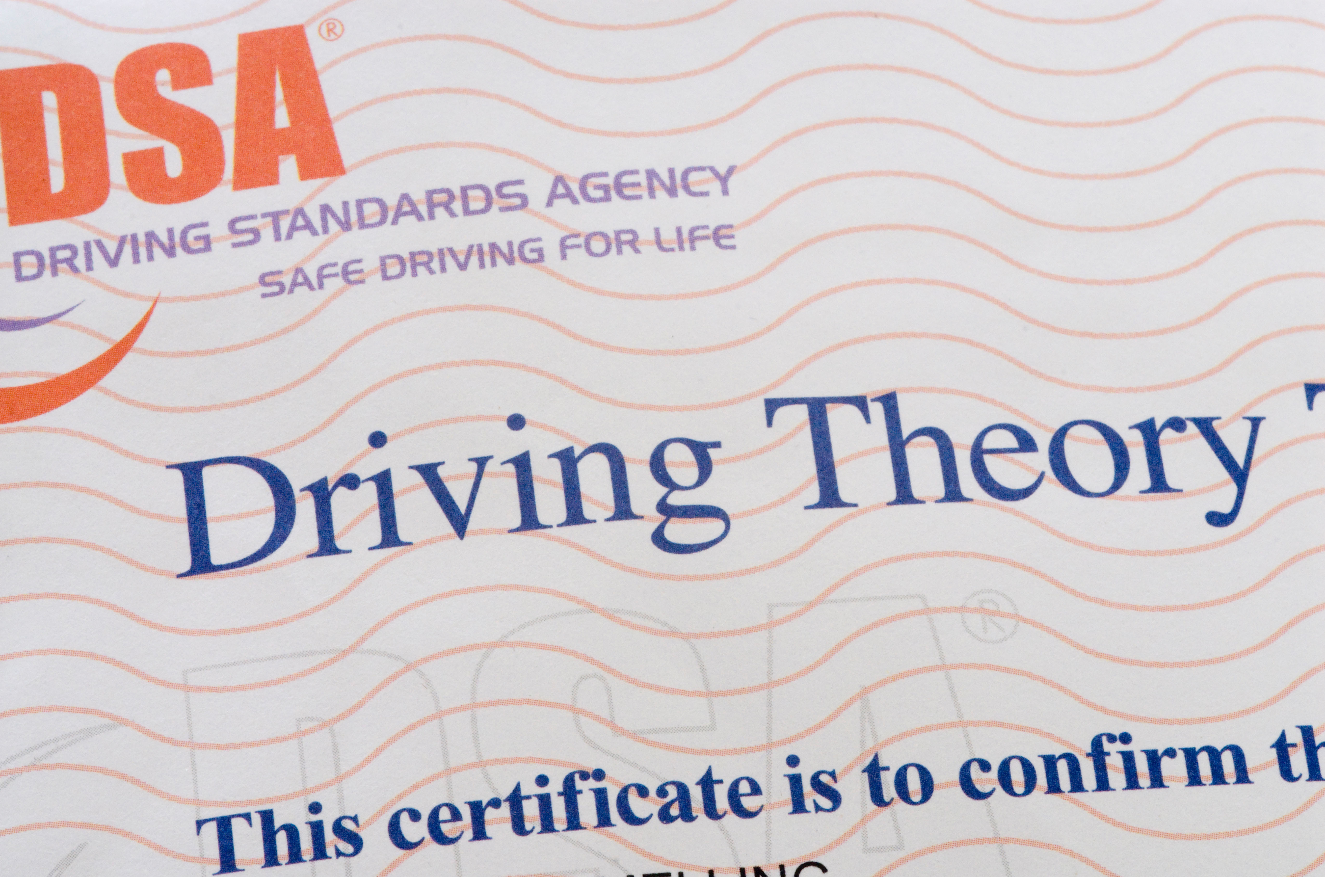 Driving theory test certificate