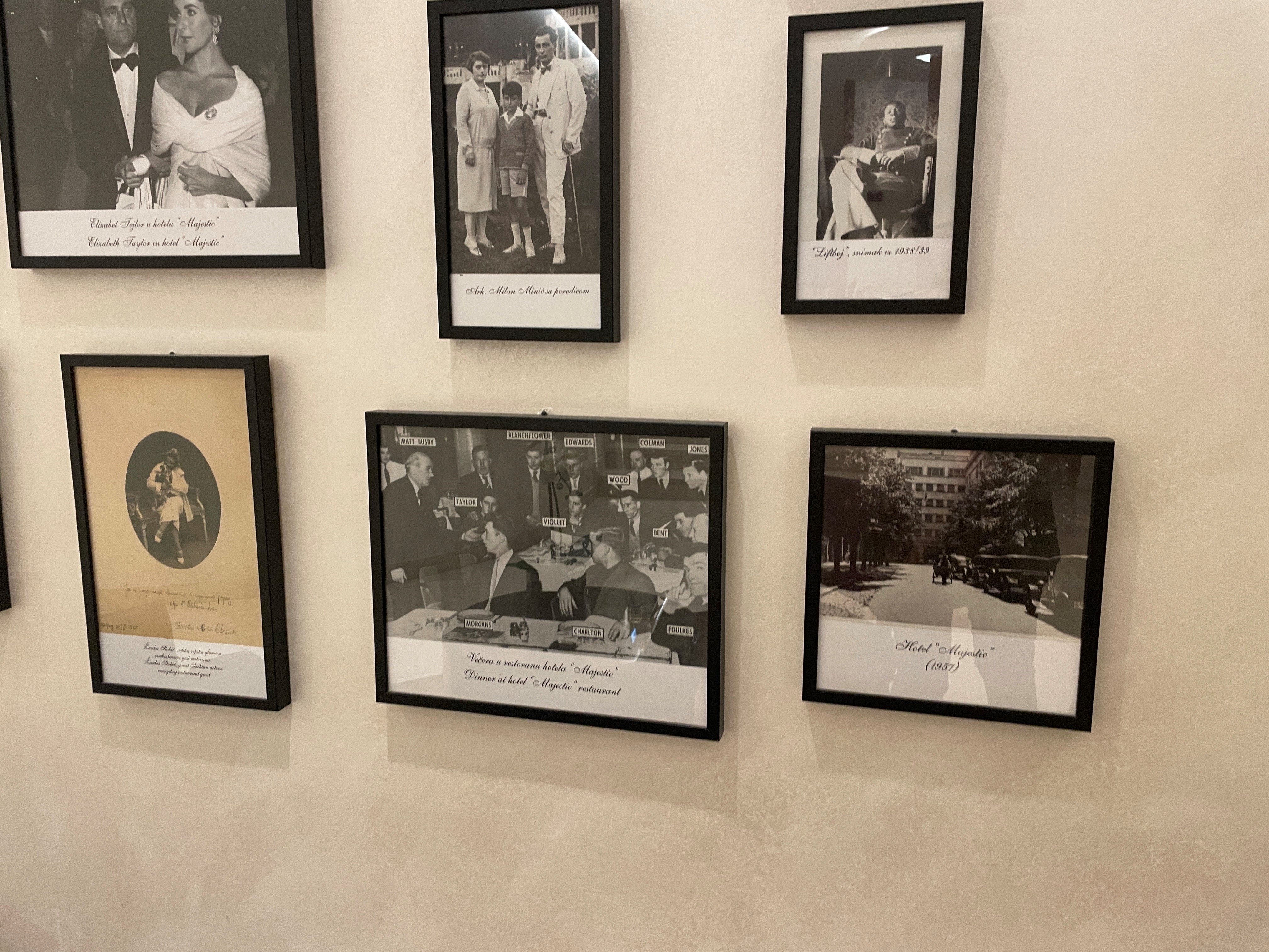 A photo of the Manchester United team on the wall of the Majestic hotel (Sarah Marshall/PA)