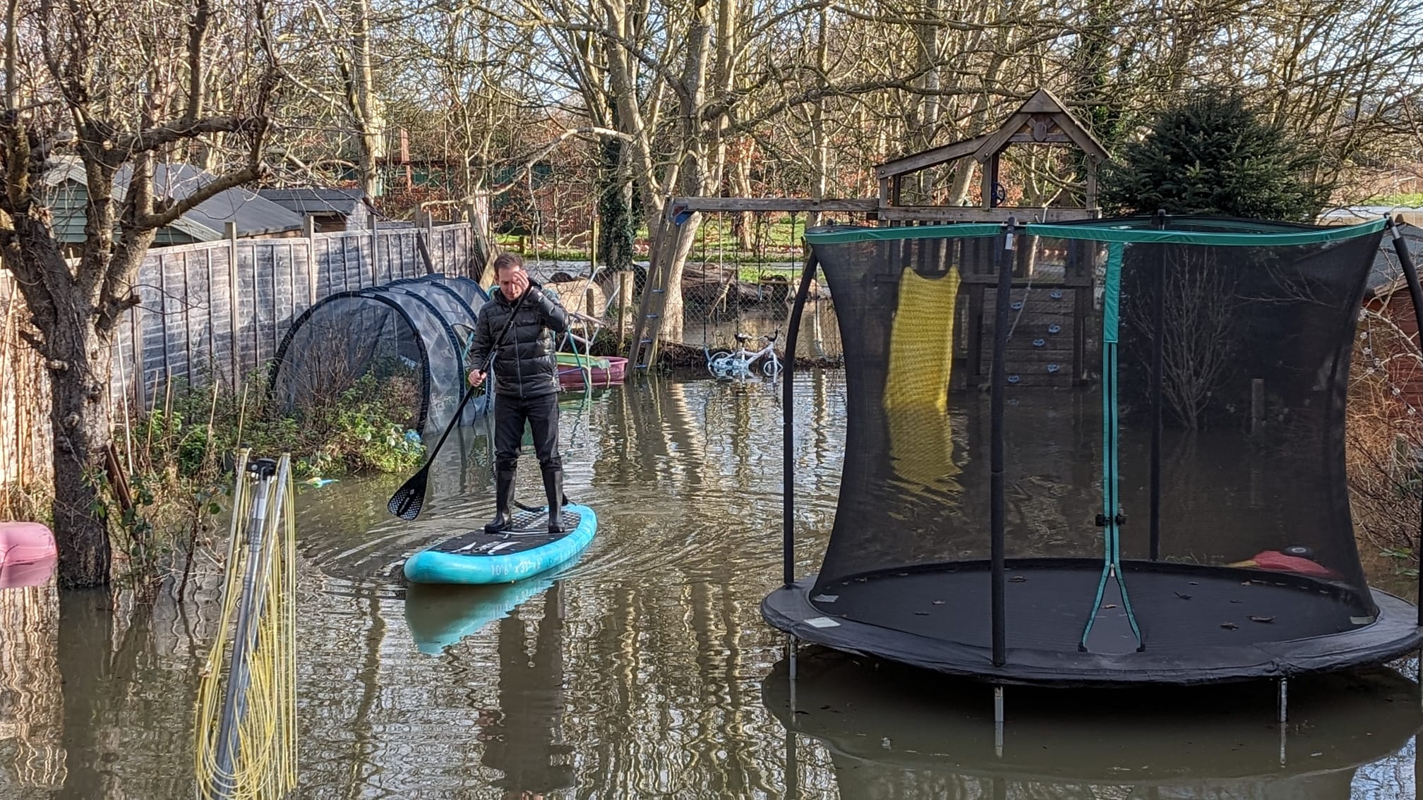 Man using paddle board