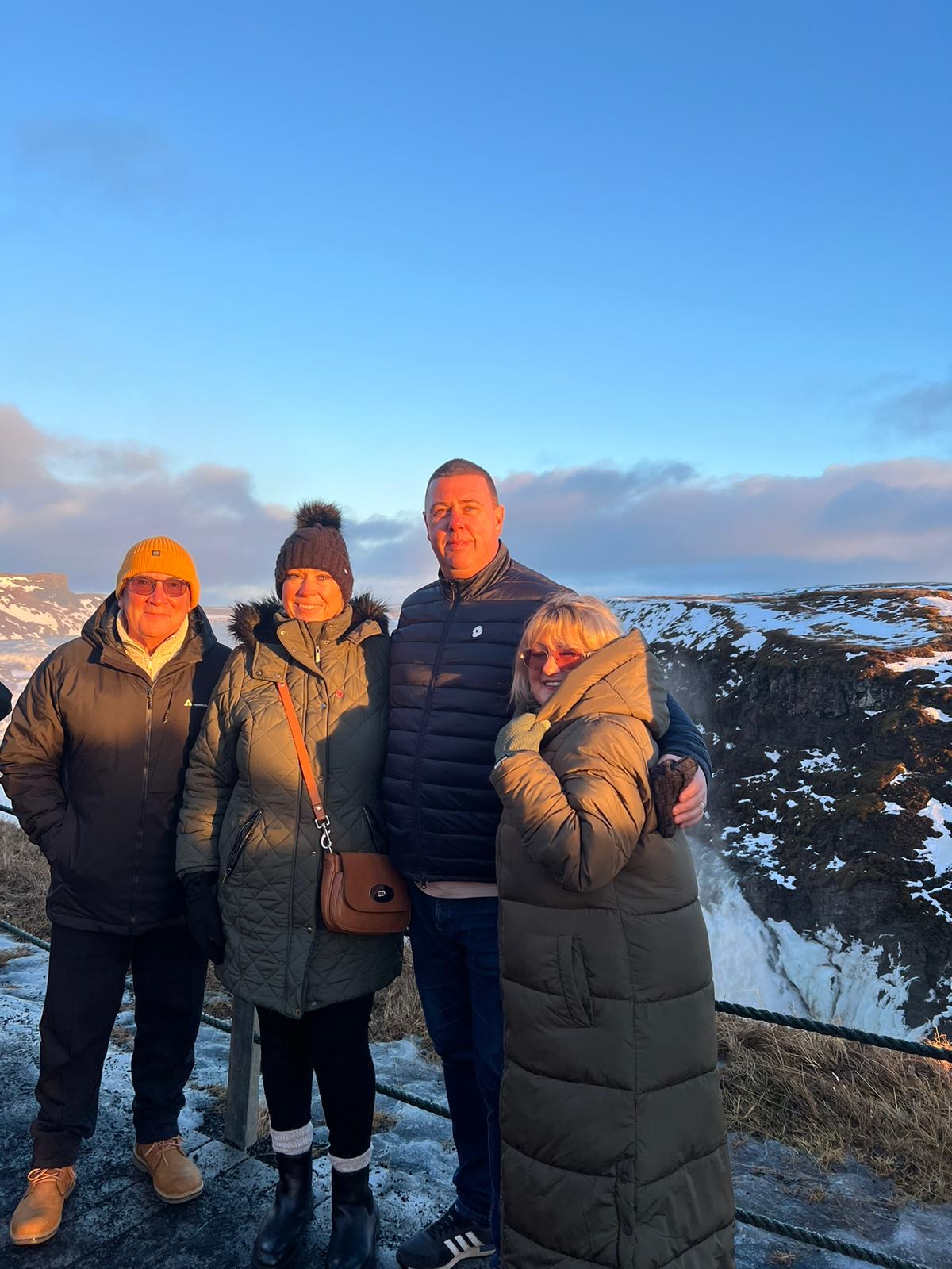 Lorraine and John Crawford with their relatives Michael and Faye Daltrey on their trip to Iceland