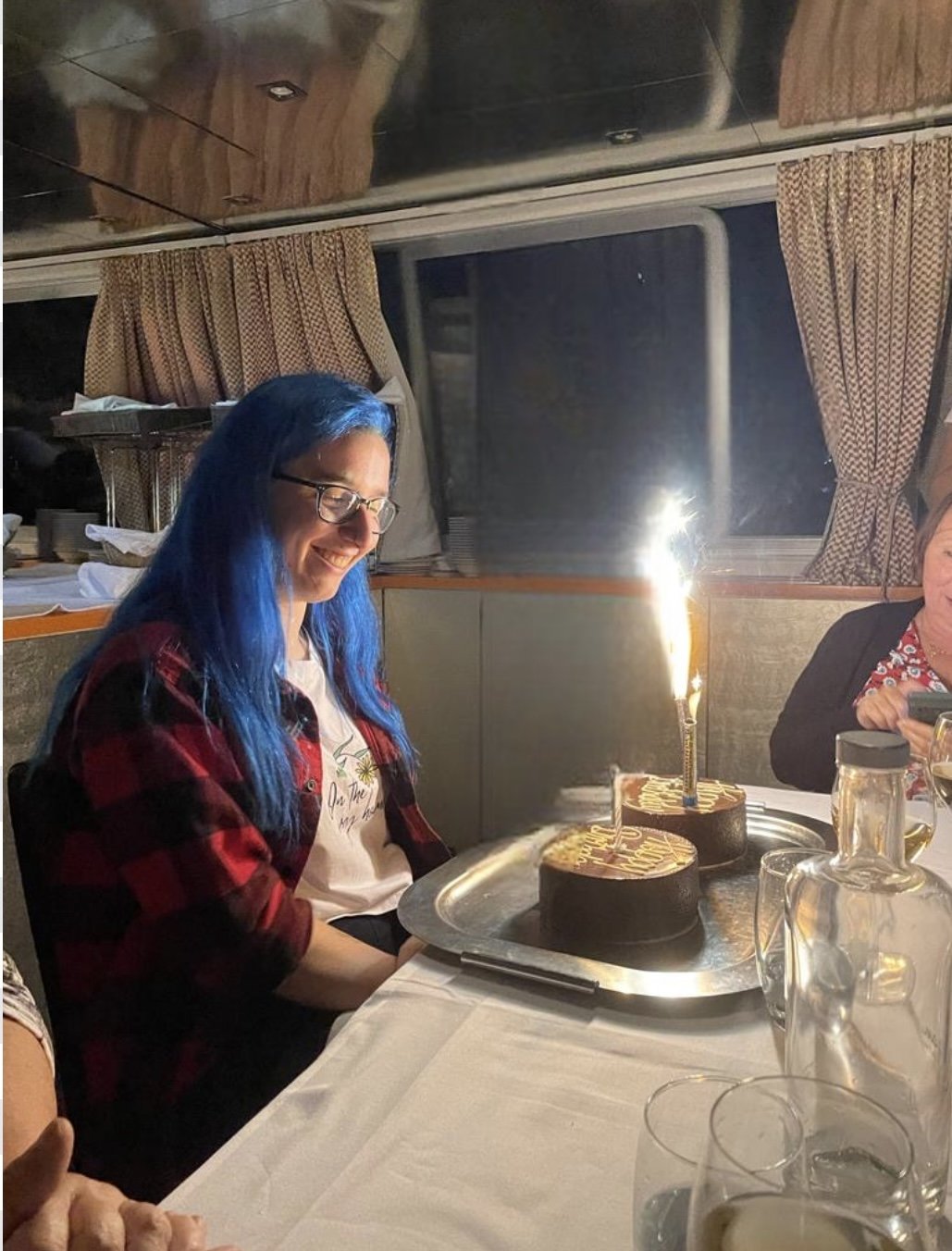 Chynna celebrating her birthday with a surprise cake from the chef (Chynna Jones/PA)